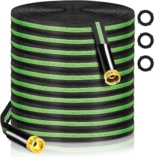 Garden Hose 75 ft Flexible Water Hoses Non-Expanding Lightweight Portable No Kink High Pressure Flat Fabric 3/4” fittings Leak-proof Durable Pipe for Outdoor Outside Yard Lawn Patio Watering Car Wash