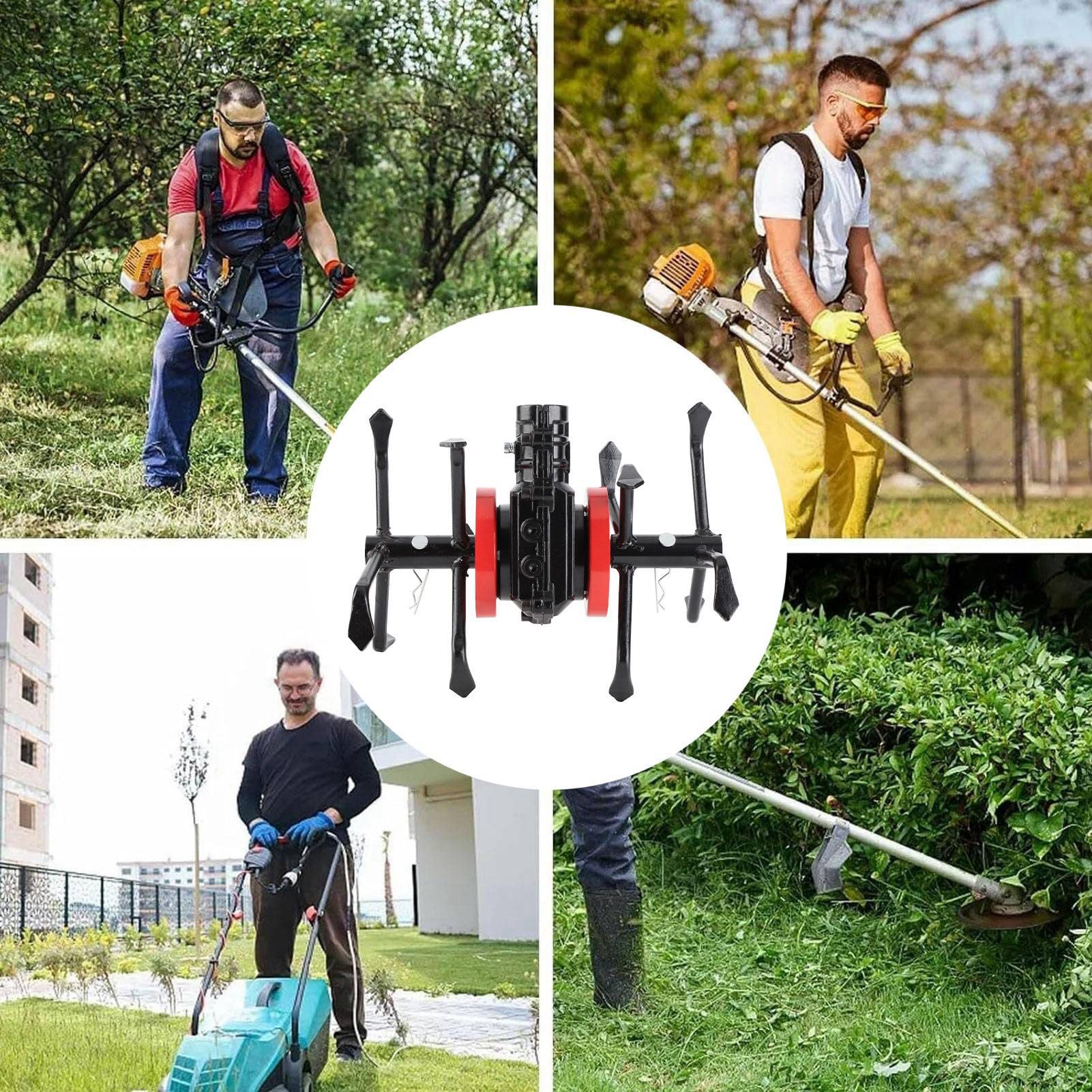 Rueda Cultivadora de 9 Dientes de 26 Mm, Aleación Premium 2 en 1, Herramienta Multiusos para Deshierbe y Aflojamiento de Suelos de Jardín de 6 Garras, Compatibilidad Universal