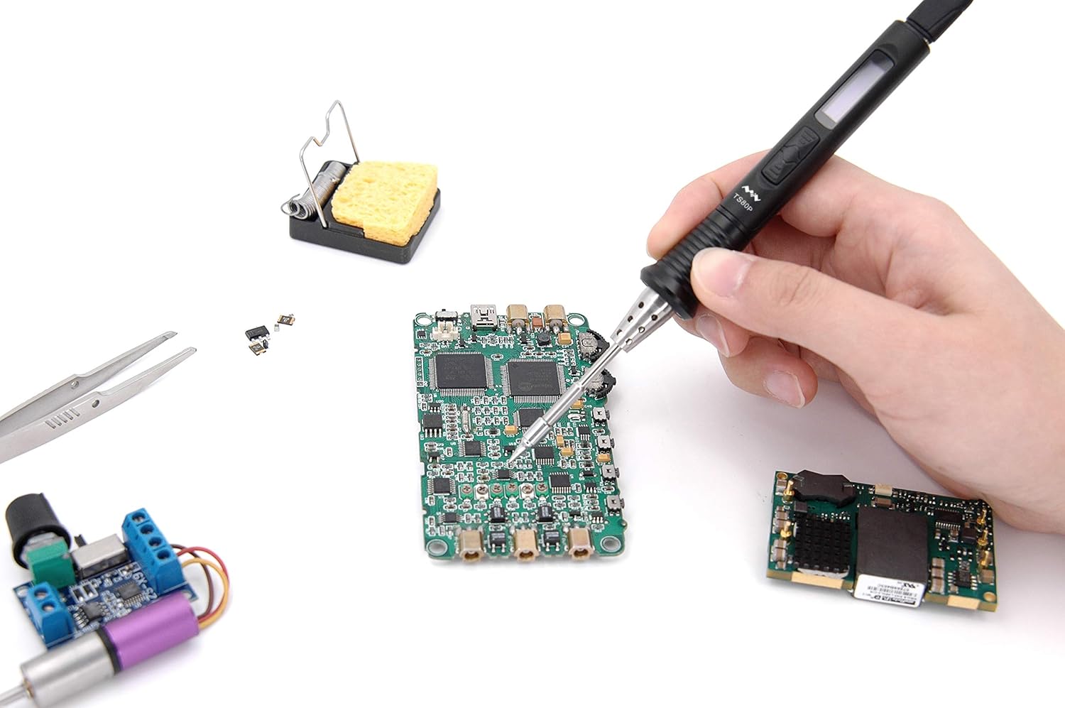 Authentic Crazy Deals Upgraded TS80P Mini Portable Smart Soldering Iron Set with B02 Tip and PD2.0 Power Plug, QC3.0/PD2.0 Powering Fast Heating Temperature Adjustable Digital Welding Tool