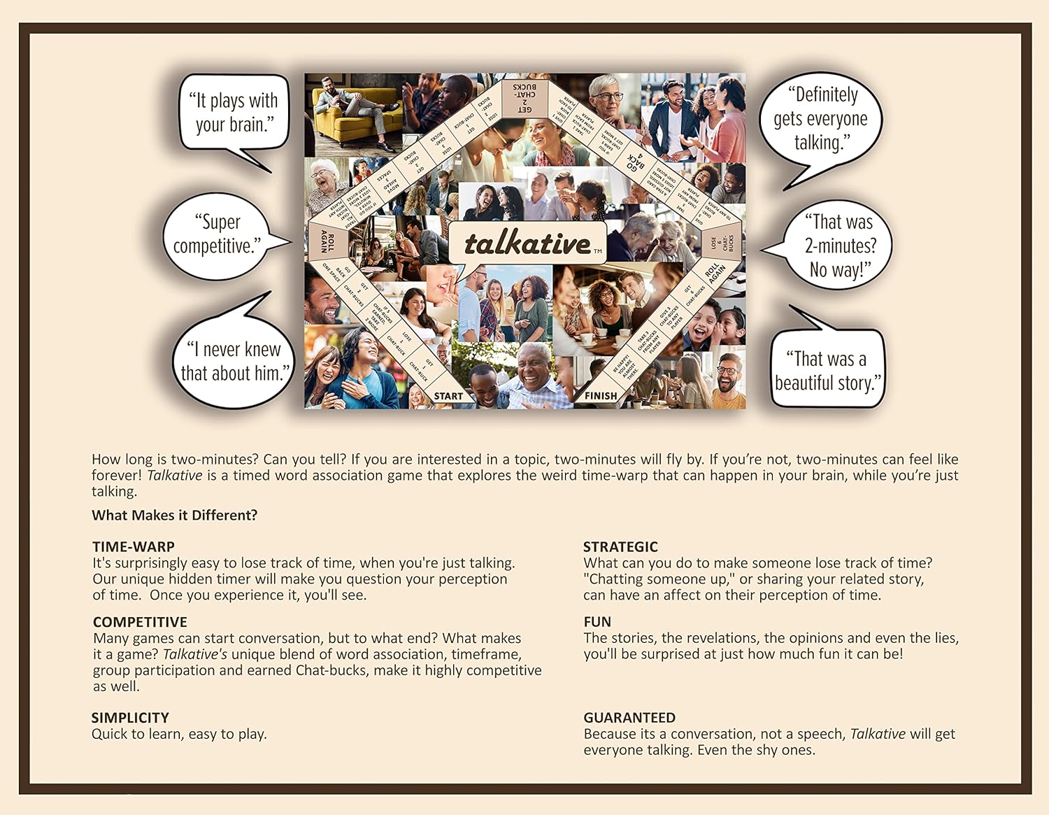 Talkative Board Game - A timed Word Association Game That explores That Weird time-warp That can Happen in Your Brain, While You're just Talking - 2 to 10 Players - Great Conversation Starter!
