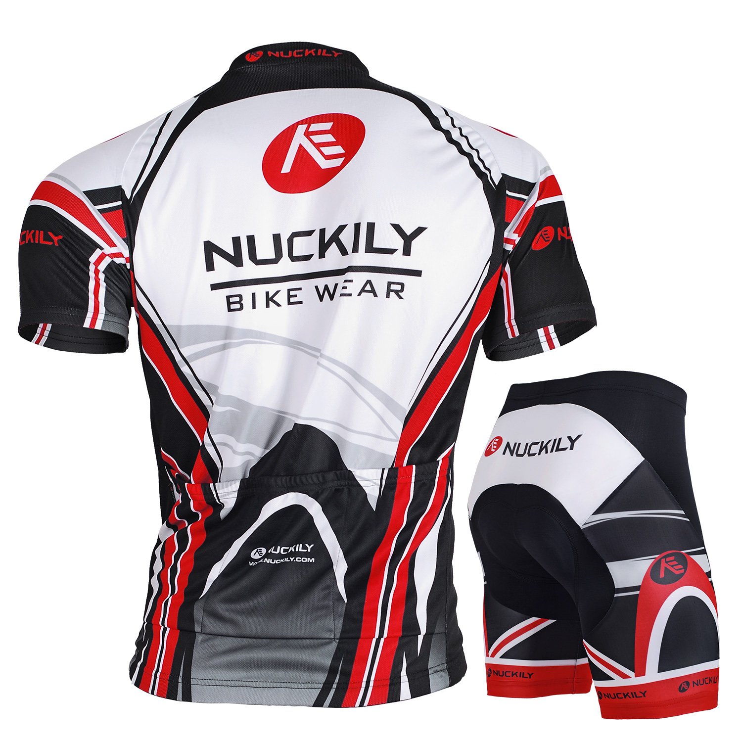 NUCKILY Zestaw męskiej koszulki rowerowej z krótkim rękawem, z wyściełanymi spodenkami MTB