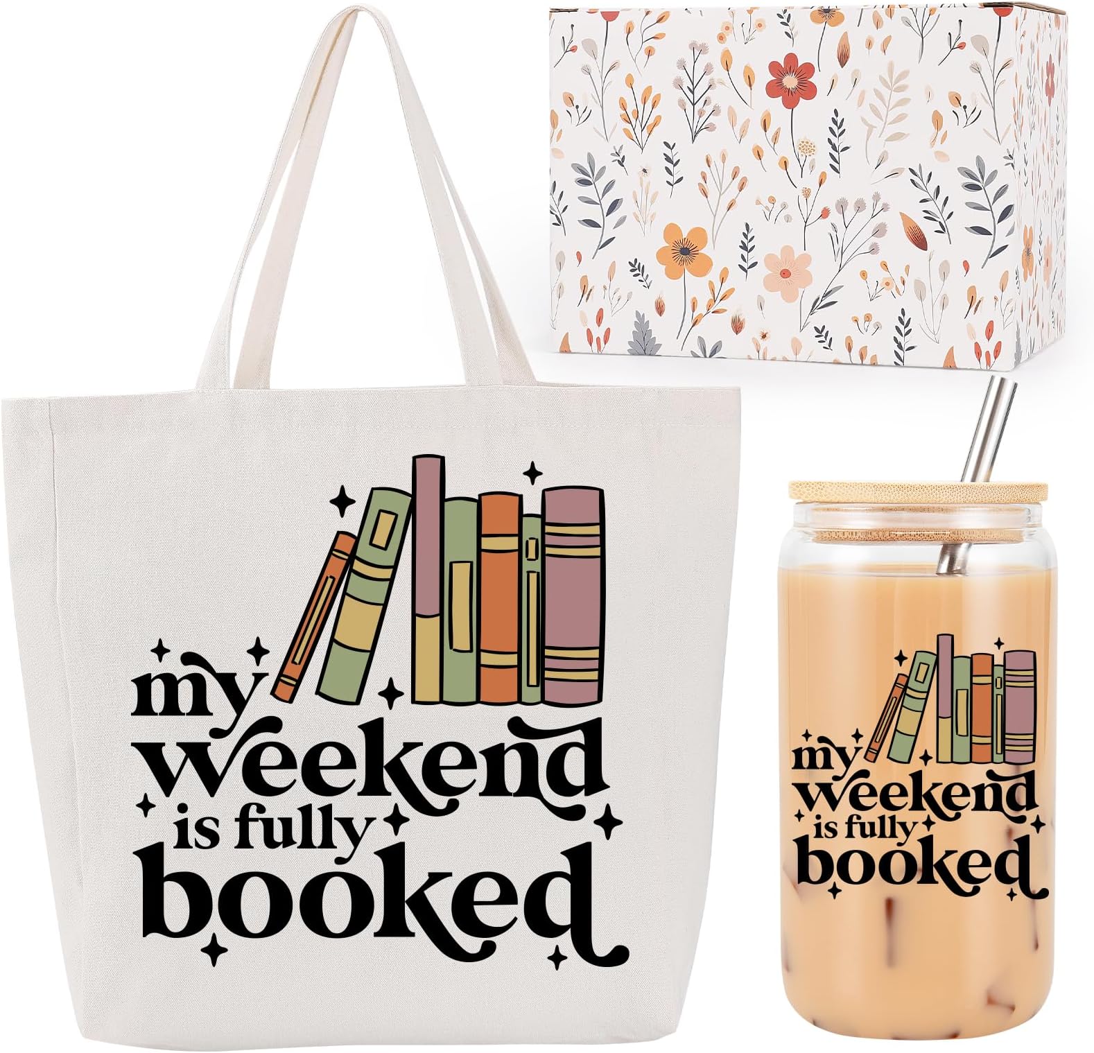 GSPY My Weekend is Fully Booked Glass Cup and Bag, Gifts for Women, Her