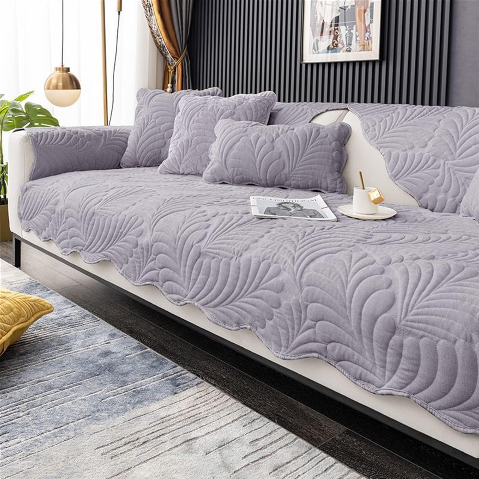 Non-Slip Sofa Cover 1/2/3/4 Seater Couch Covers I-Shape Protection for Leather Sectional Furniture Slipcover Dogs & Cats(E,70x120cm)