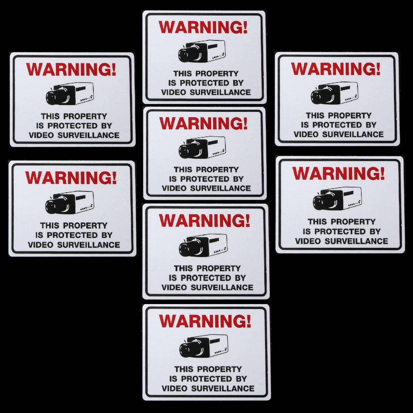 8 Waterproof Security Camera Warning Sticker Decals 3"x4"