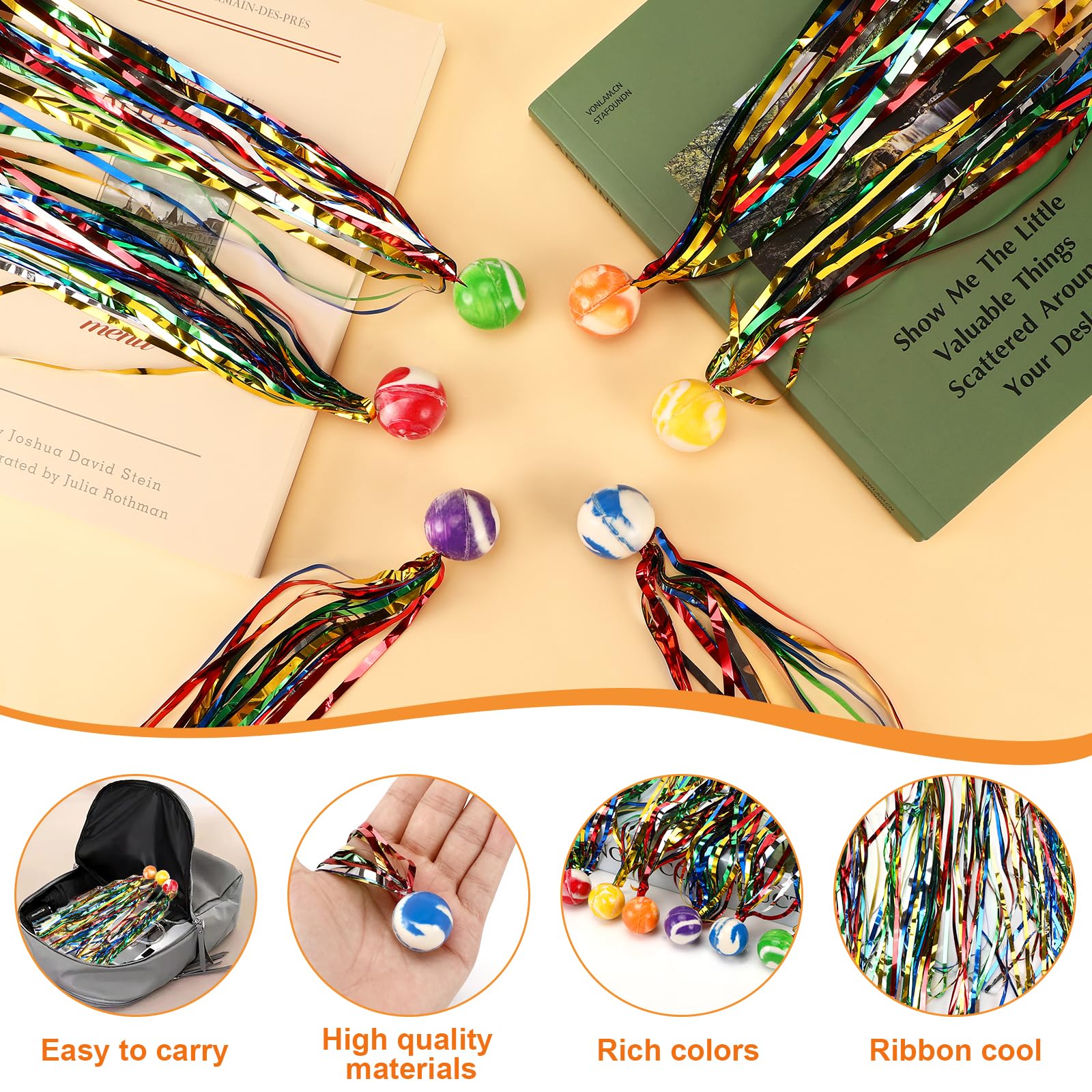 30 Palline Rimbalzanti Colorate Con Coda A Cometa, 25 Mm – Regalo Festa Bambini - copertina