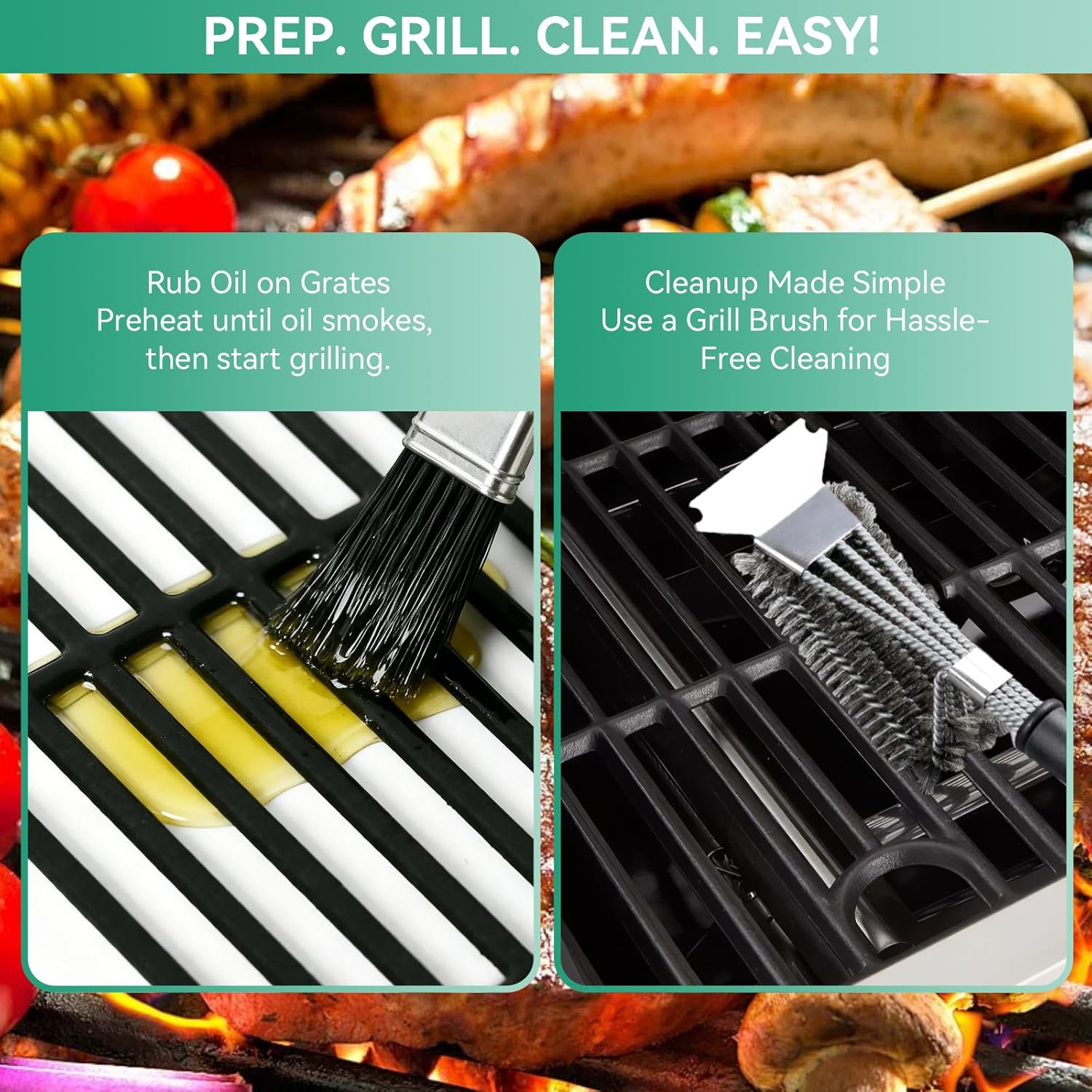 17" Cast Iron Grill Grates for Charbroil Performance 5 Burner 463448021 463449021 463451022 463450022 463455021, Char Broil Grill Replacement Parts Cooking Grate G426-0004-W1 G426-0005-W1