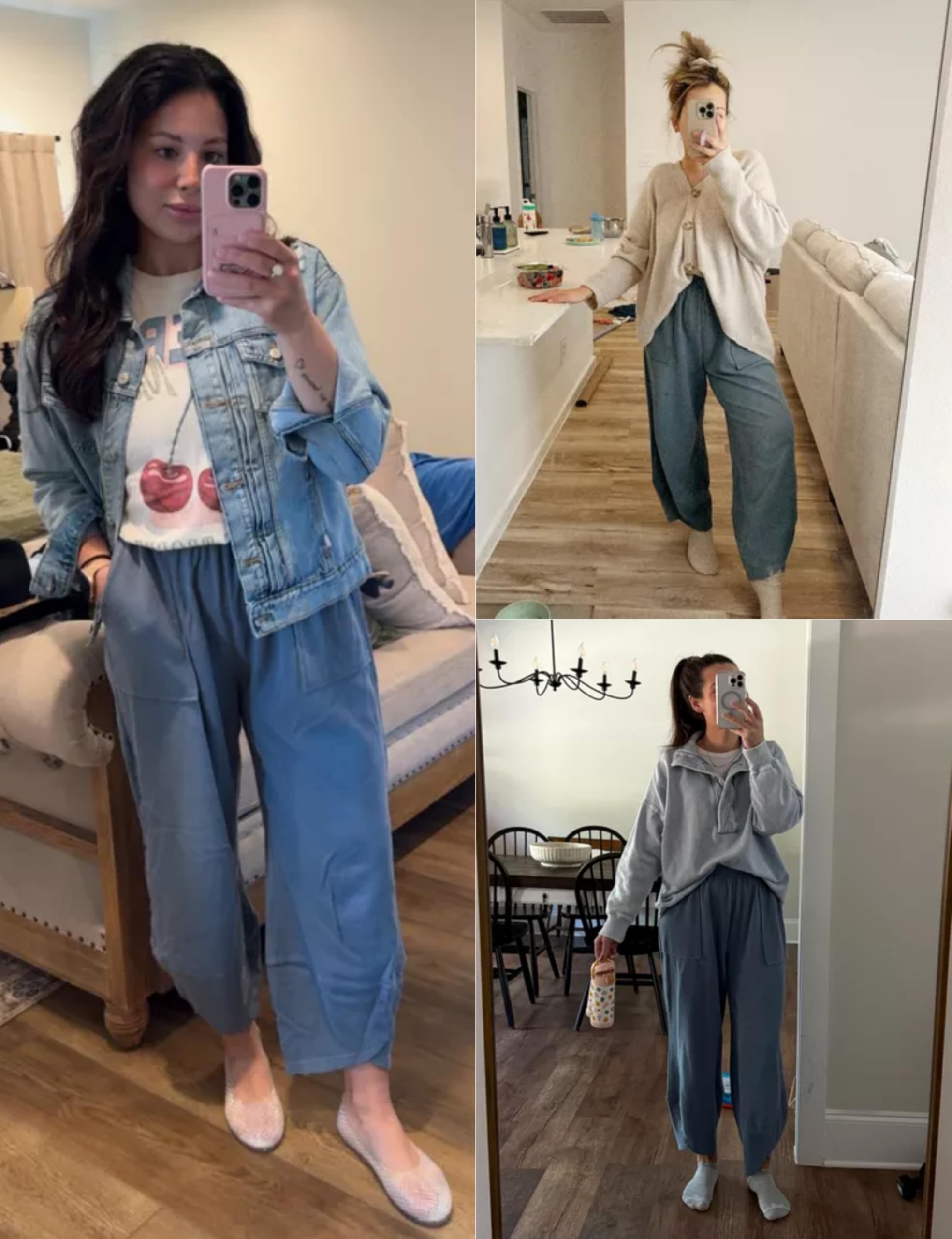 Xiaoxuemeng Womens Baggy Wide Leg Pants Casual Elastic Waisted Palazzo Harem Pants with Pockets