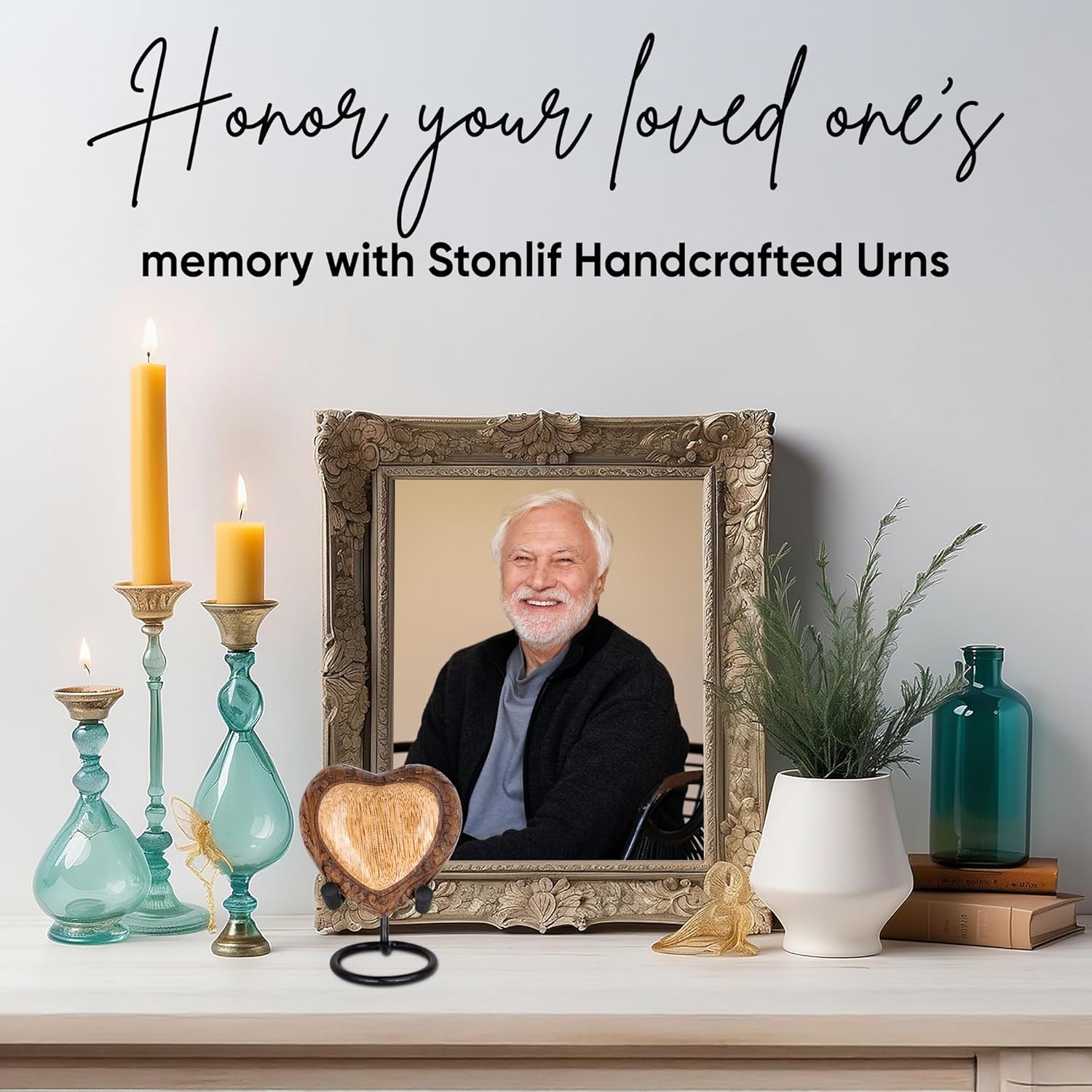 Legacy Wooden Heart Shaped Keepsake Urn for Ashes – Rosewood & Mango Wood Memorial Urn with Artistic Bail & Thunderstorm Design – Small Keepsake for Sharing Loved Ones Remains - Small Keepsake Heart - Image 8