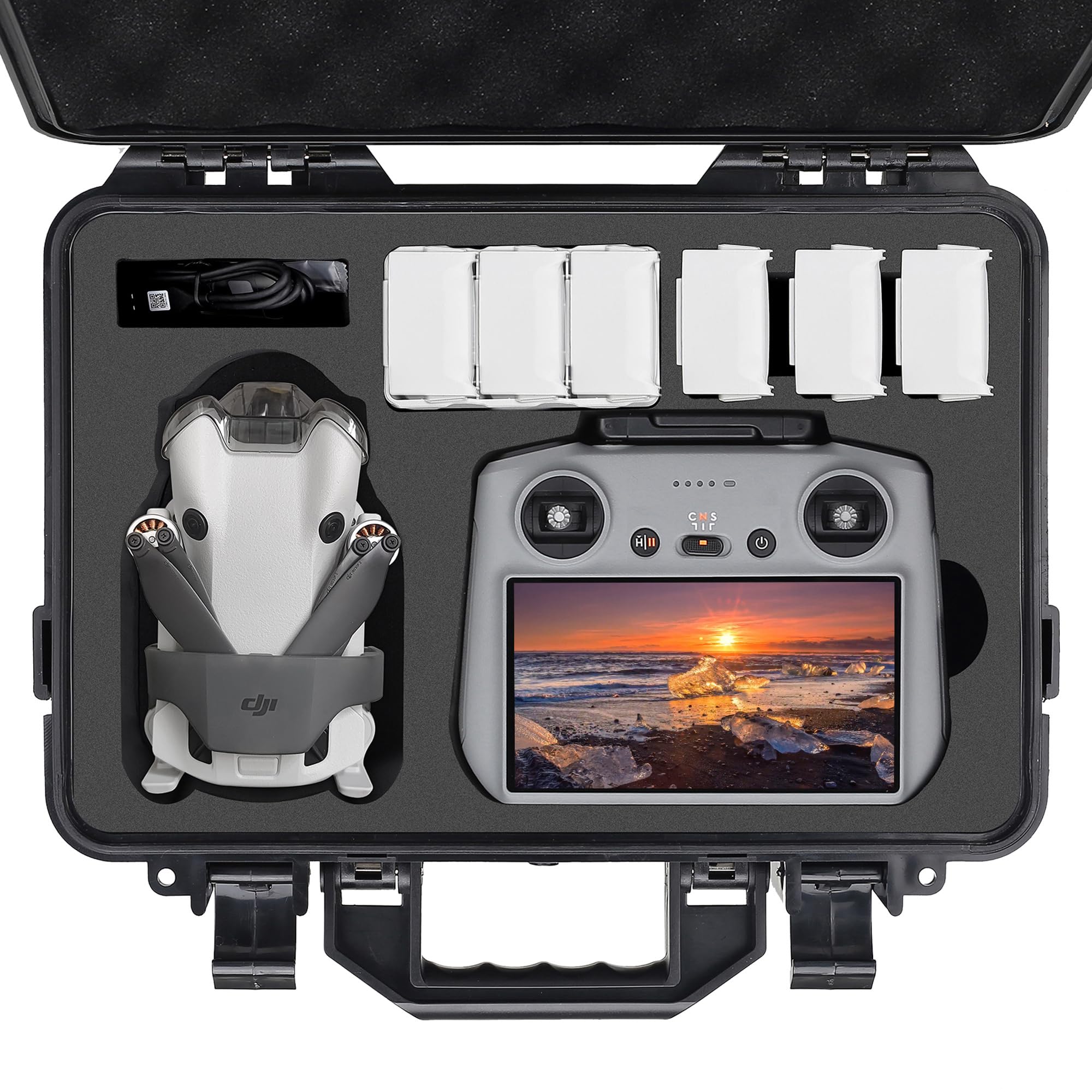 Professional Mini 4 Pro Hard Case, Waterproof Travel Carrying Case Bag for DJI Mini 4/3 Pro, with RC-N2/RC 2 Remote & Accessories