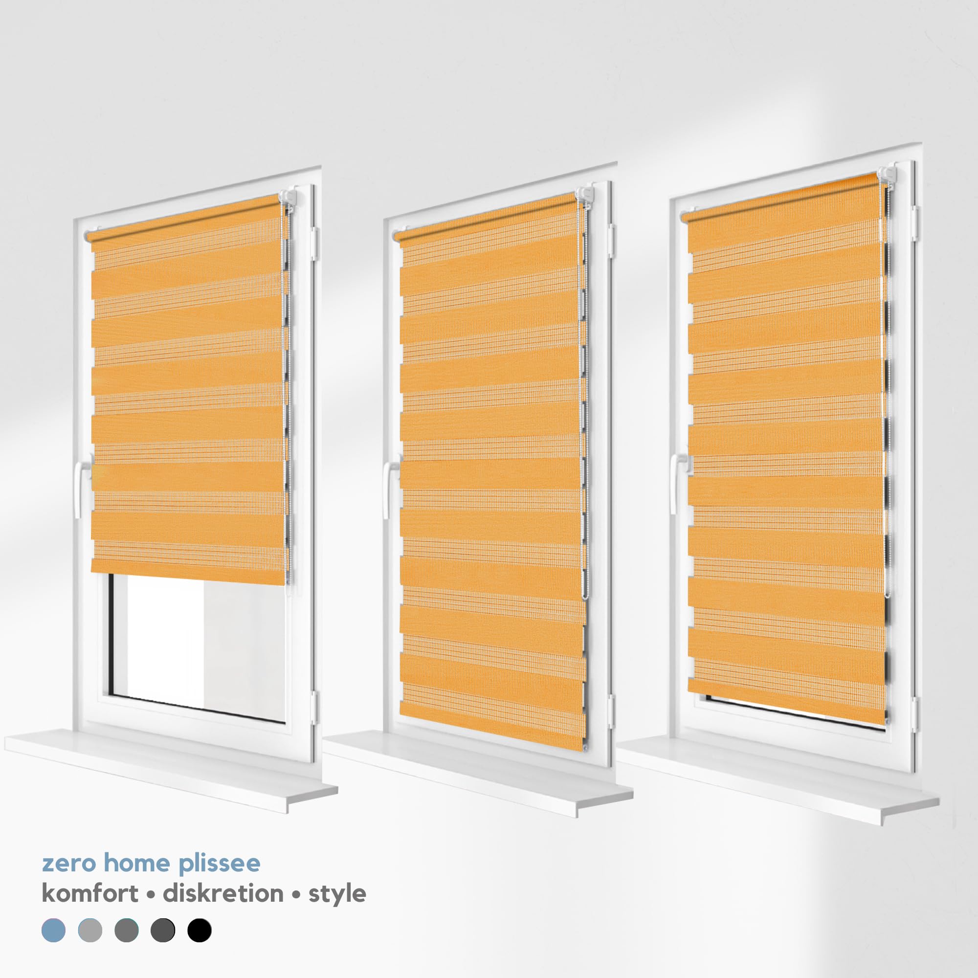 Premium Rollos für Fenster Ohne Bohren I Doppelrollo Klemmfix Ohne Bohren I Fenster Rollos für Innen I Rollo 60x150cm - Sonnig