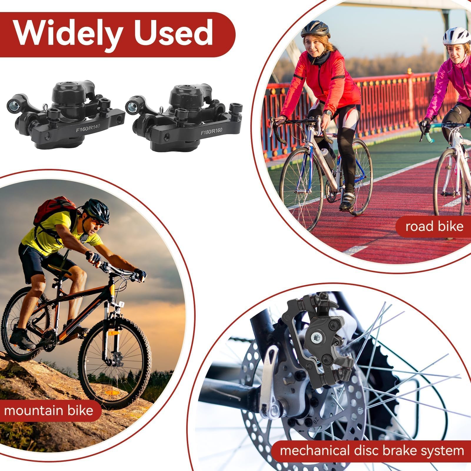 Agatige Set di Freni a Disco per Mountain Bike, Kit di Freno a Disco Pinza Anteriore e Posteriore MTB Accessori per Estrattori Cavi per Biciclette per Bici da Strada, BMX(Nero)