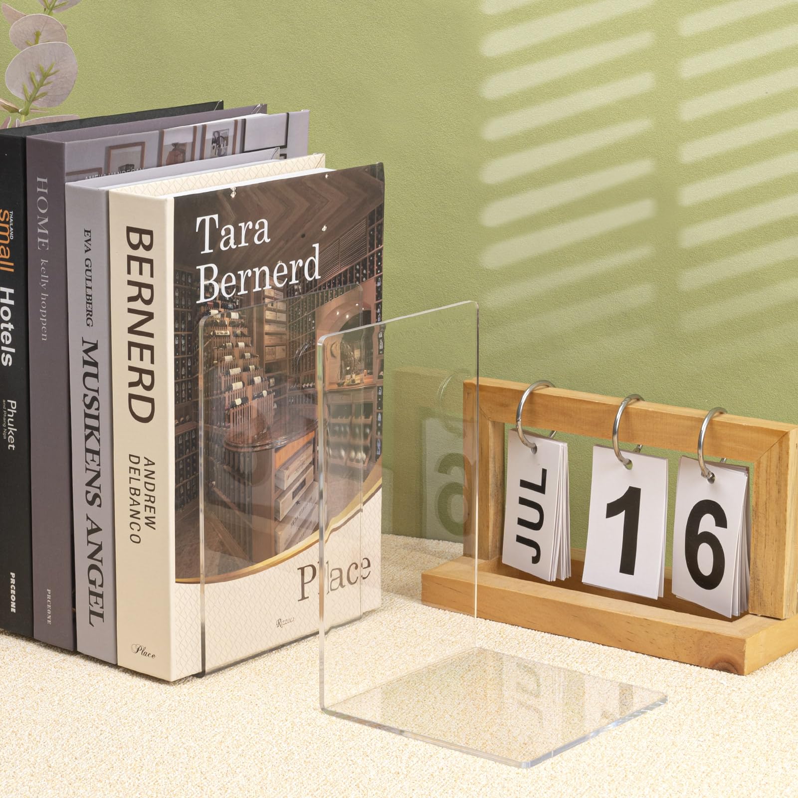 MumdoYAL 8 pezzi fermalibri per mensole trasparenti acrilico per libreria
