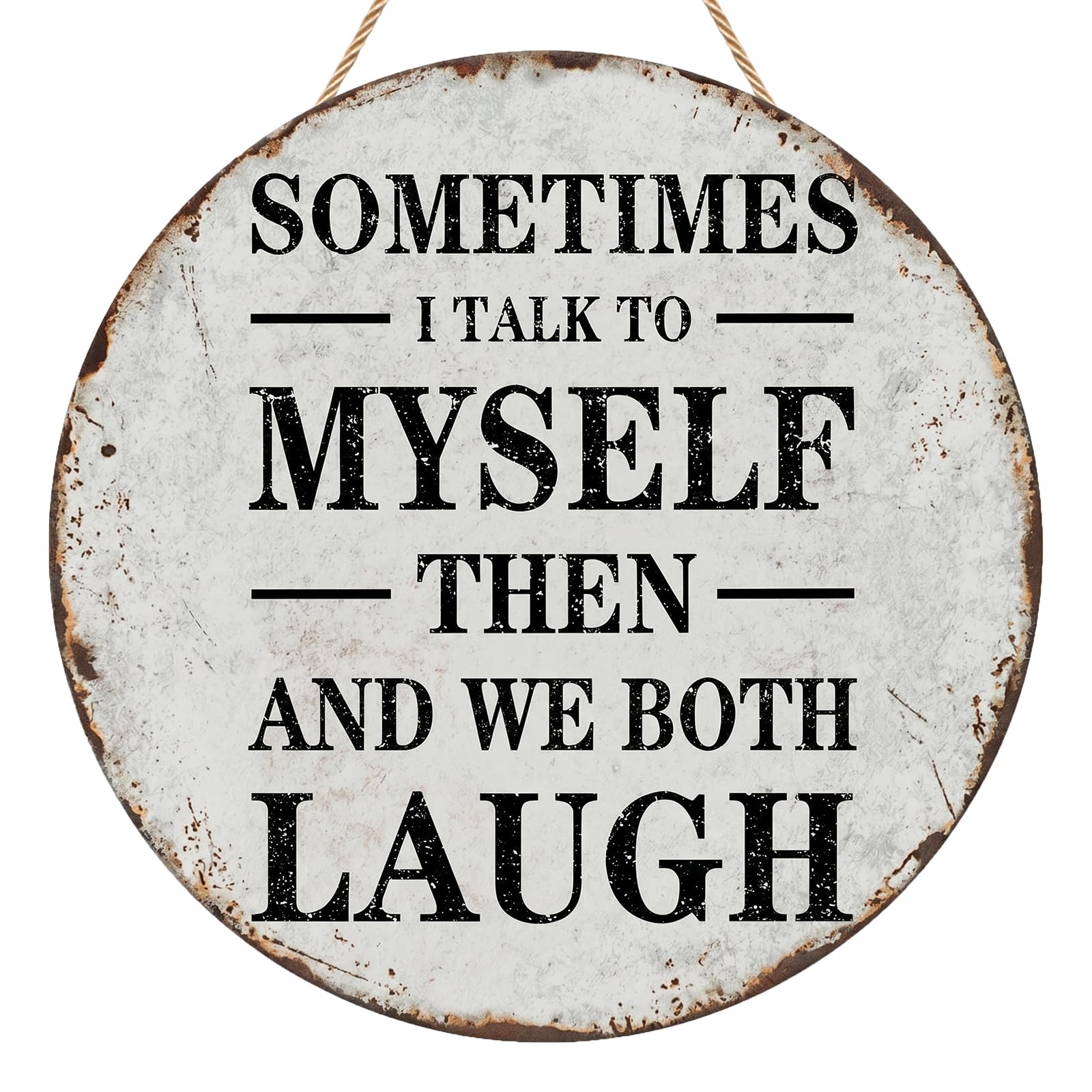 Funny Metal Wall Art, Retro Metal Sign, Sometimes I Talk To Myself Tin Sign, Vintage Bathroom Wall Art, Humorous Wall Decor for Bathroom, Kitchen, Cafe, Man Cave Accessories, 8 x 8 Inch
