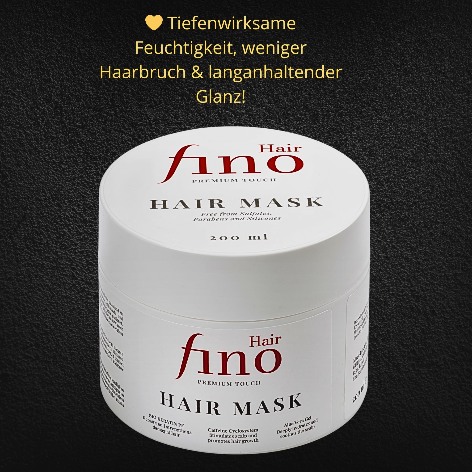 Fino Hair Premium Touch Mascarilla – Nutrición Profunda con Queratina, Biotina & Cafeína – Cabello Fuerte, Suave & Radiante – Sin Siliconas & Parabenos – 200 ml