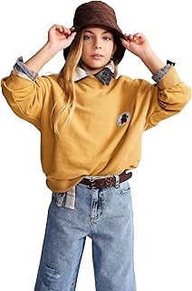 سويت شيرت منسوج A4827A8 بقصة واسعة ورقبة دائرية ضيقة وأكمام طويلة للبنات من ديفاكتو