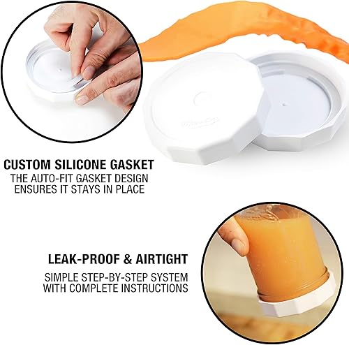 Miniatura 4 de Masontops Tough Tops - Tapa de tarro de masón de boca regular, color blanco, tapas de rosca de plástico sin BPA, cubiertas duraderas y reutilizables