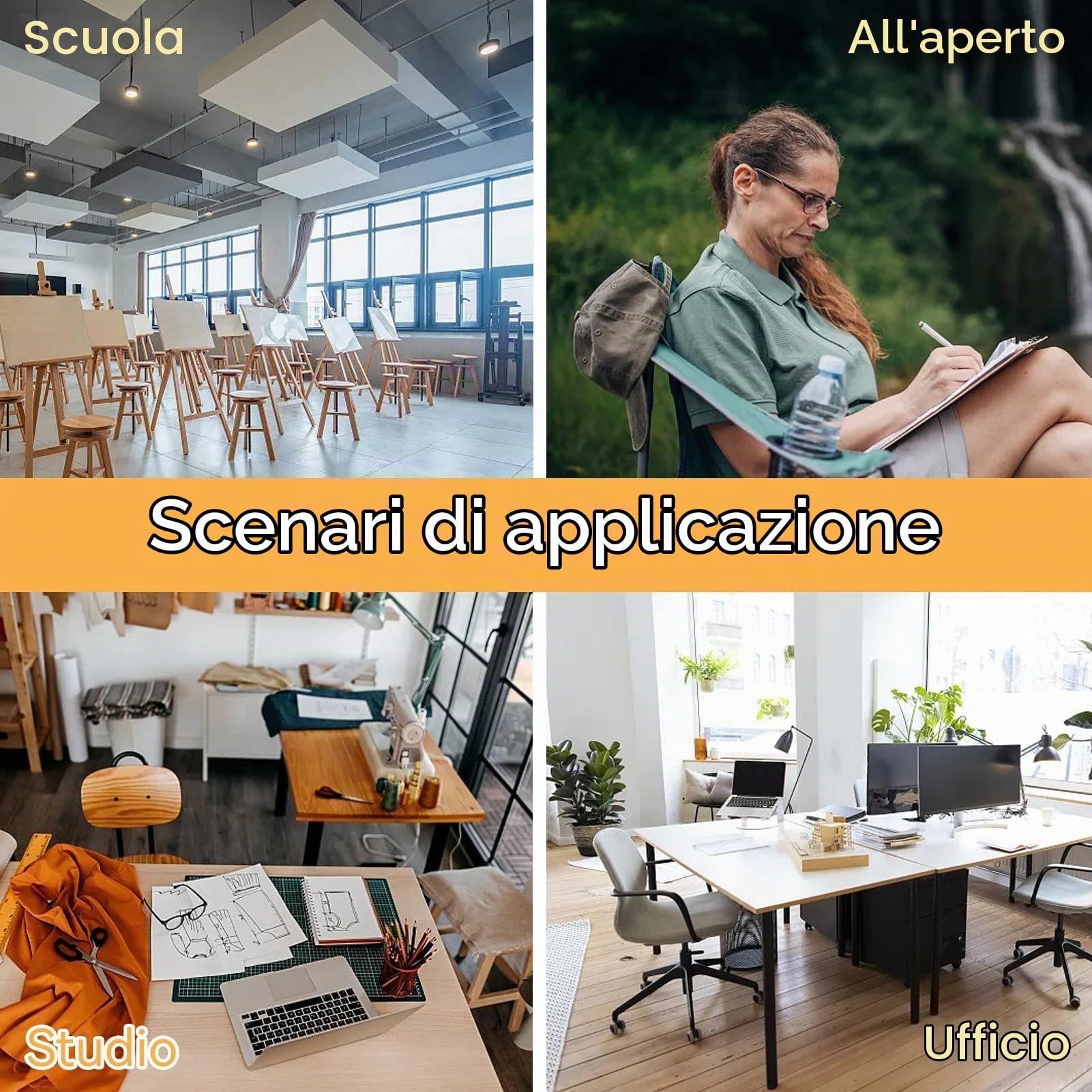 HERCHR Appunti per schizzi in legno, tavola da Disegno in Legno per artisti 8K, Impermeabile Viaggio Pittura Tavola, Blocco da disegno in legno Con Clip in metallo per Classe Studio