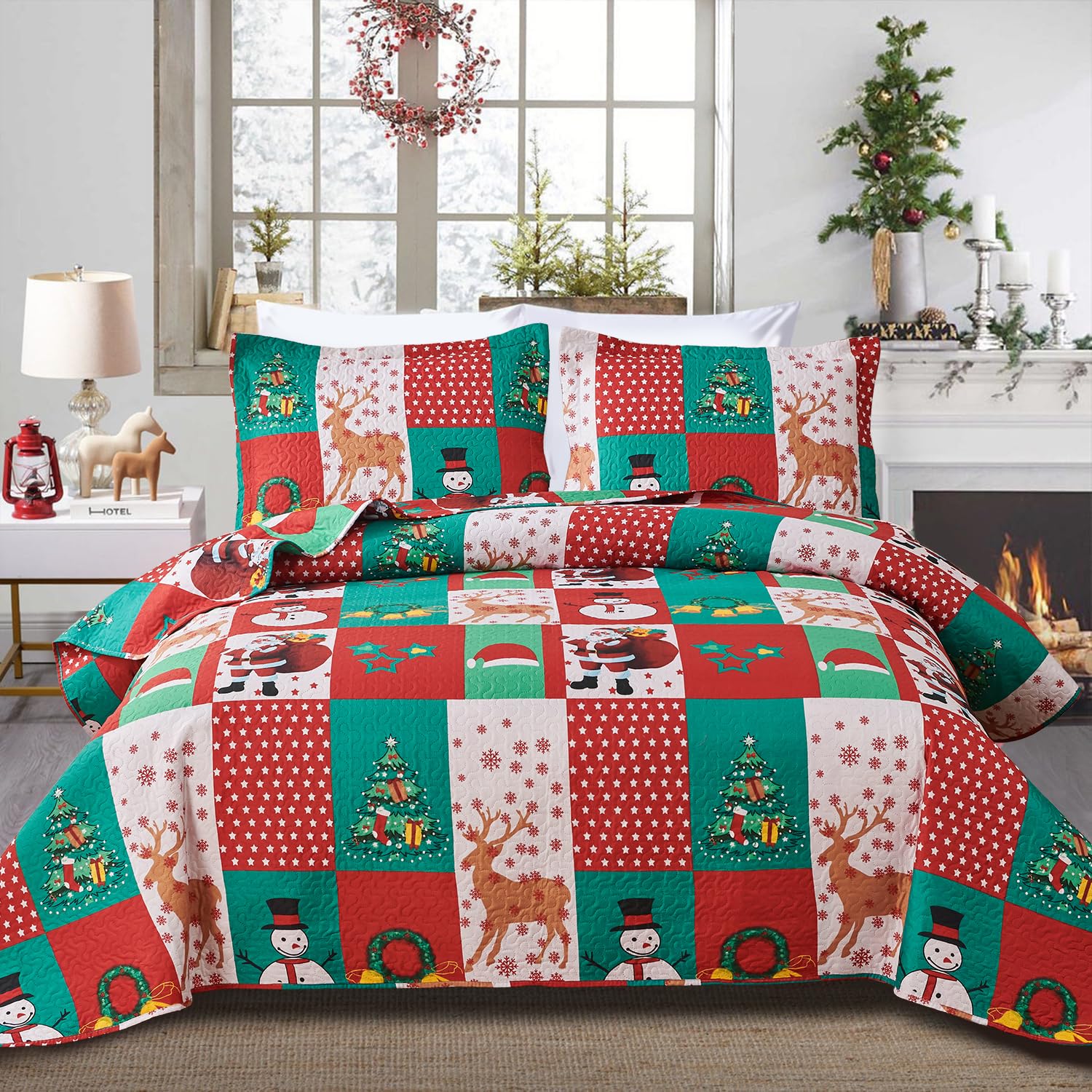 duvet-cover-pink-snowflake-pillow-shams-feelyou-xmas-snow-comforter-set