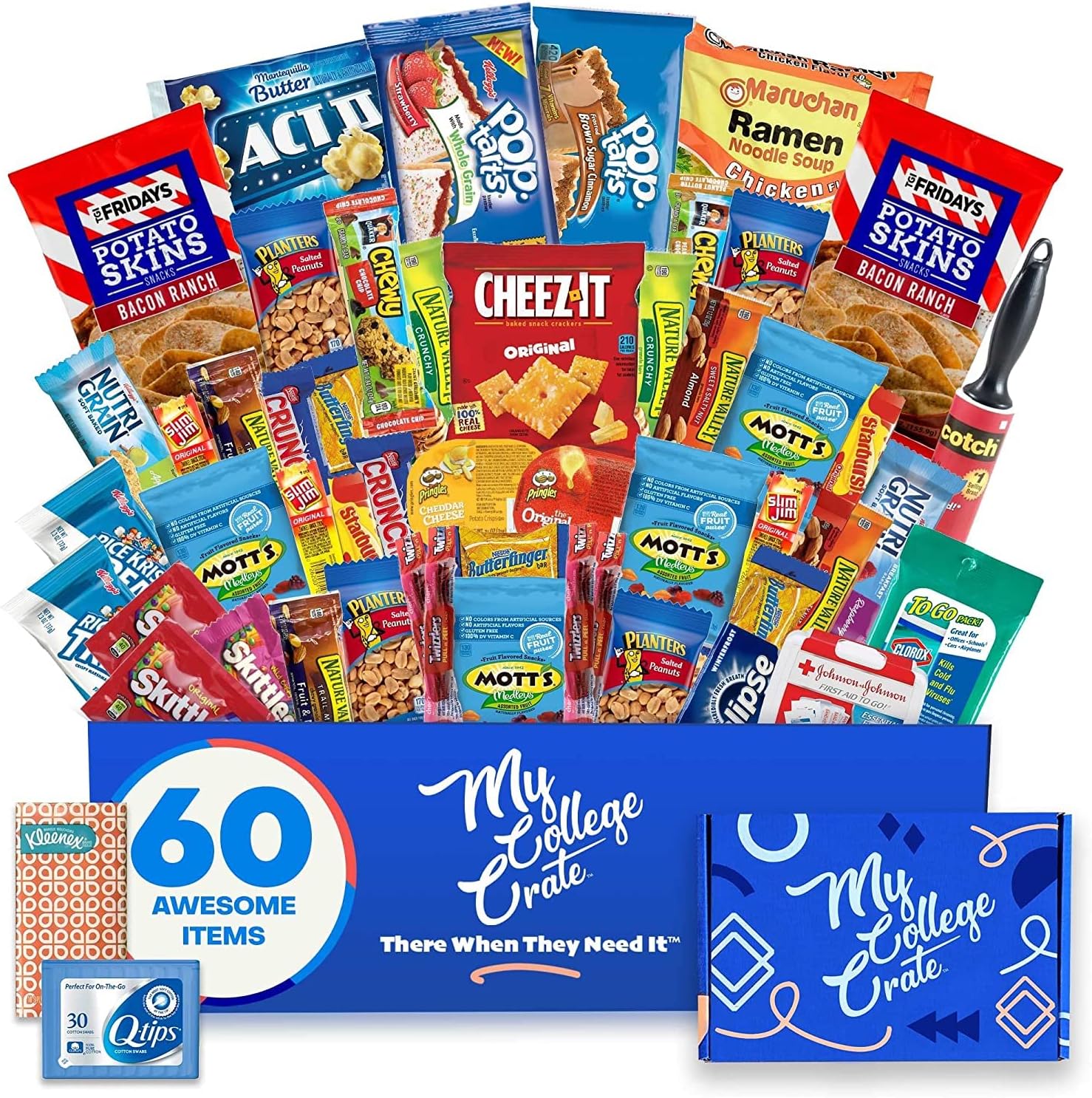 Large Ultimate Snack Care Package for College Students - Variety Assortment of Cookies, Chips & Candies - 60 Snacks includes 5 Personal Care Items - The Original College Survival Kit
