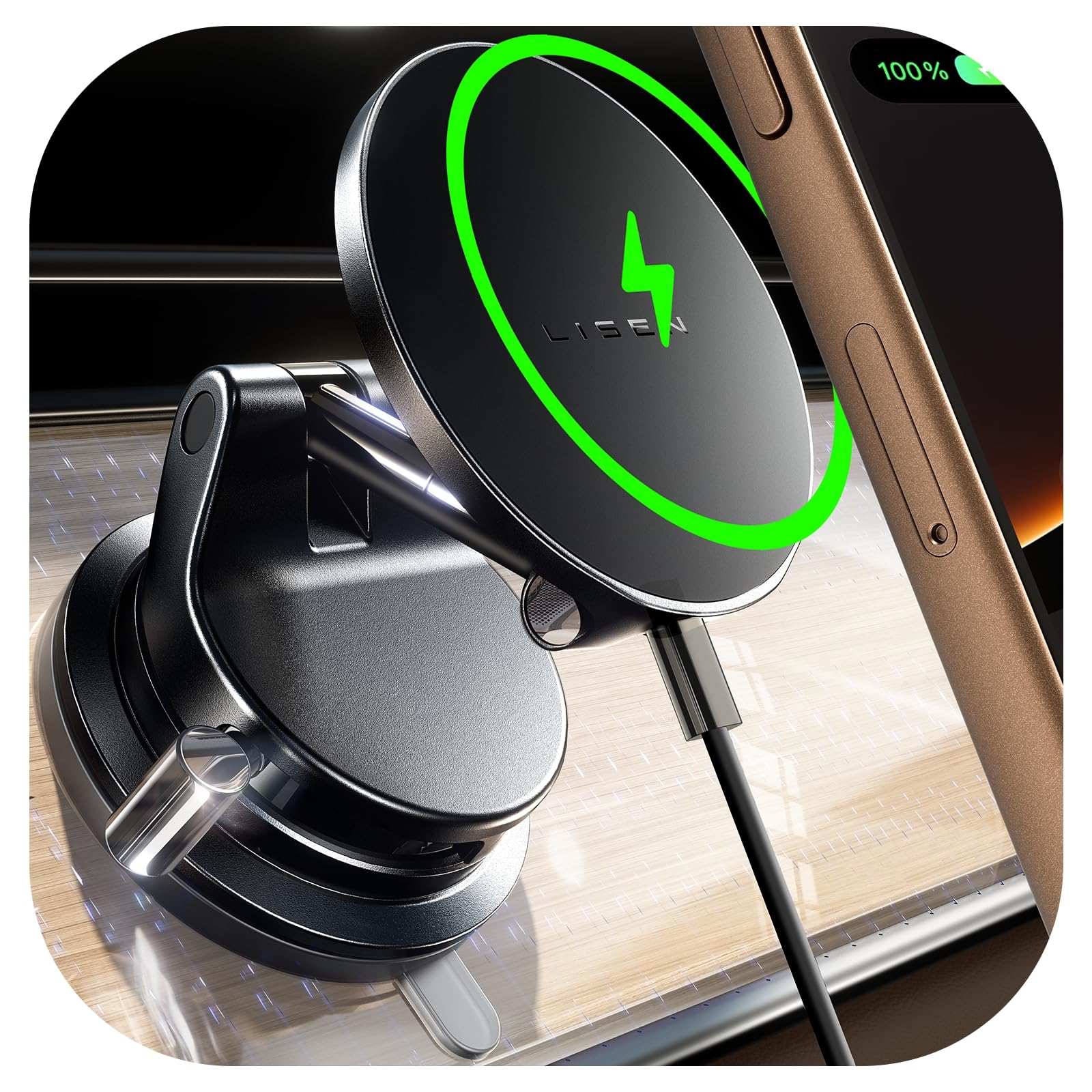 Amazon.co.jp: LISENスマホホルダー 車 ワイヤレス充電 マグネット