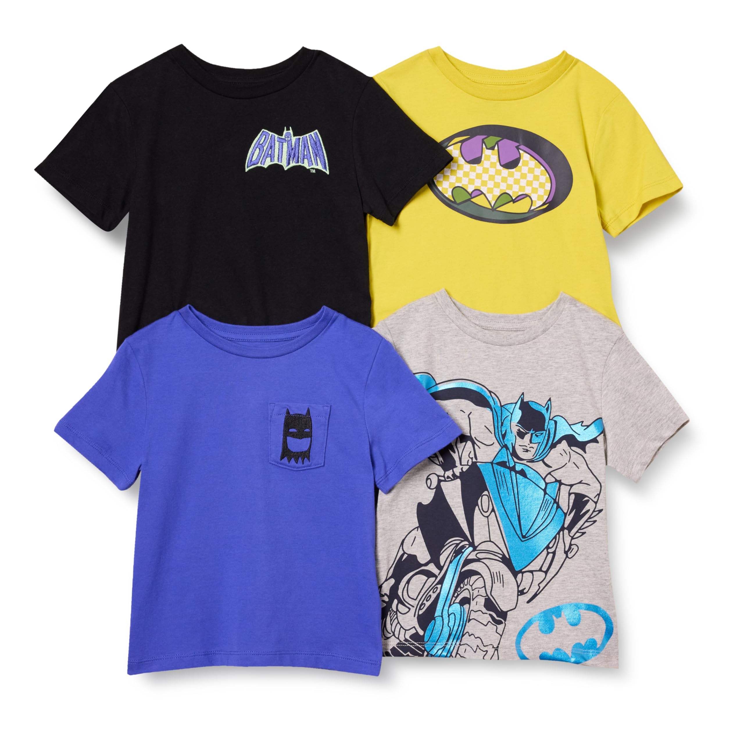 Amazon Essentials DC Camisetas de Manga Corta Niño, Pack de 4