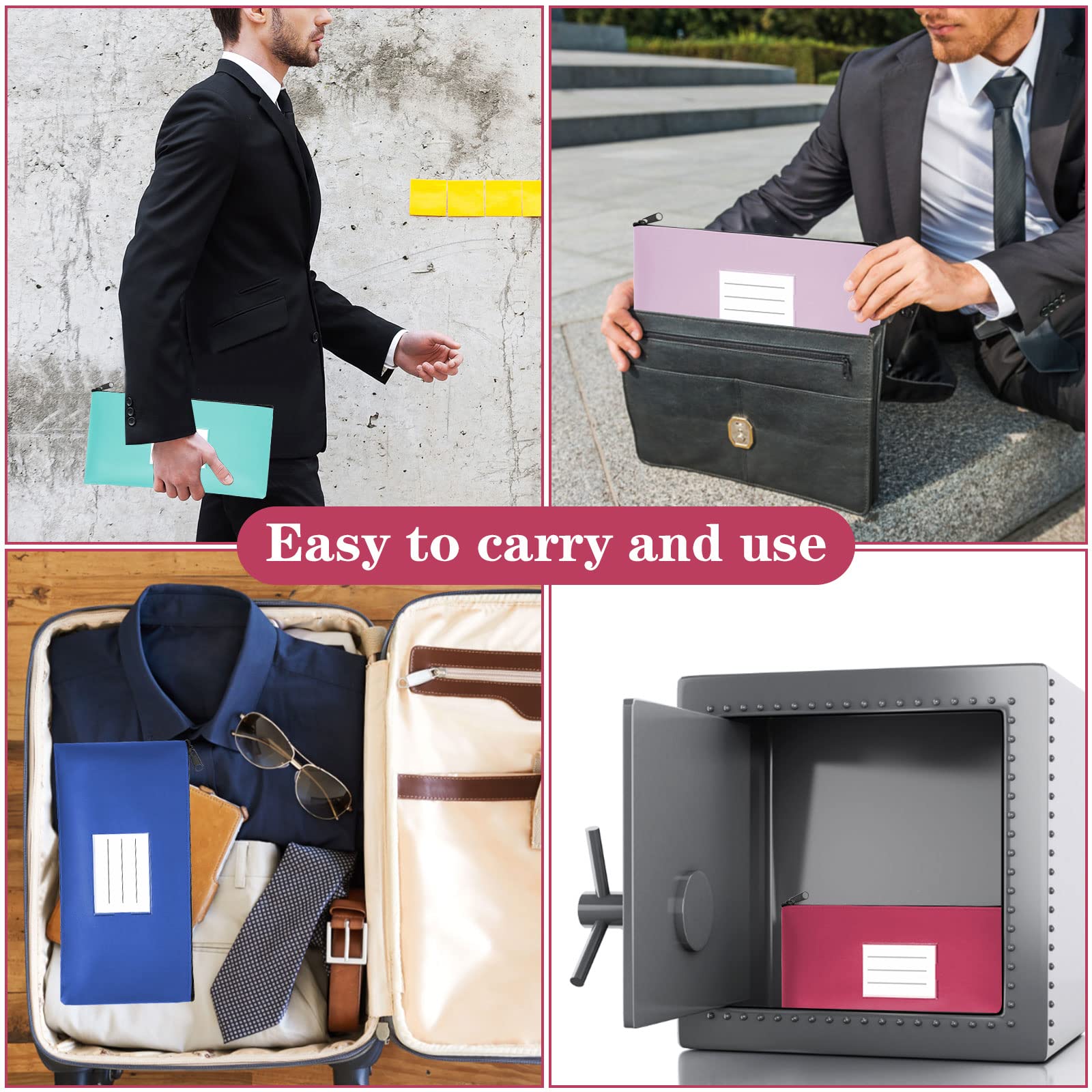 5 Bolsa Dinero con Cremallera Color, Bolsas para Dinero/Documentos/Cosméticos, Efectivo Bolsas para Billetes de Banco de Tejido Oxford Resistente e Impermeable, bolsa para Documentos