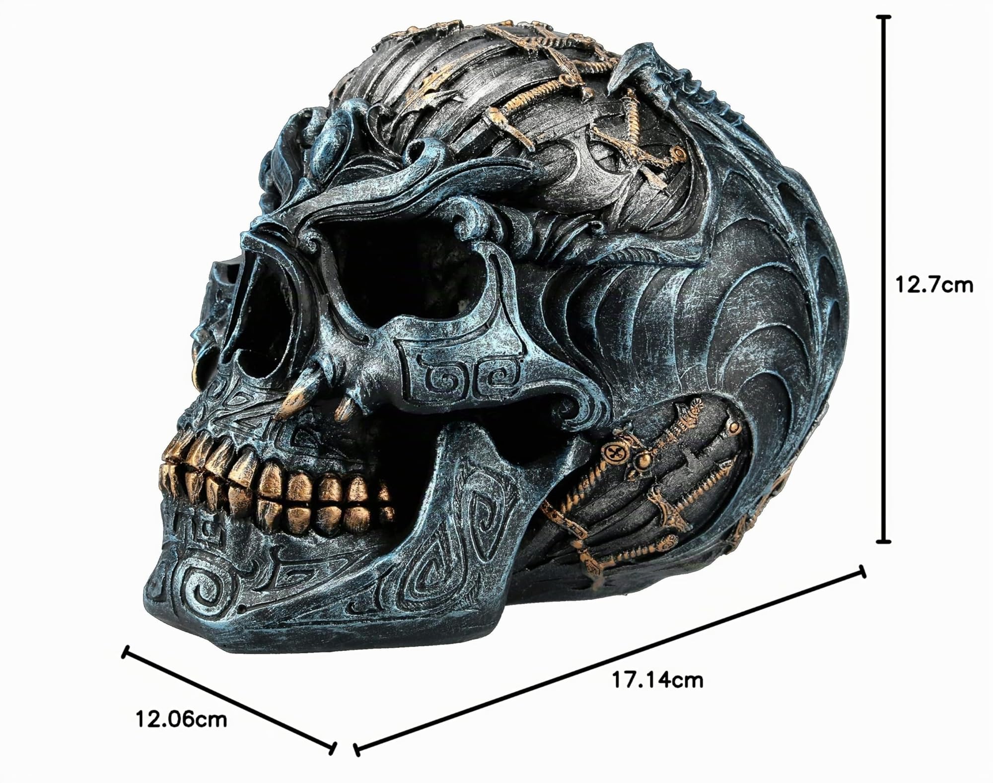 Pacific Giftware Dämonischer Totenkopf mit Flügeln und Schwertern Schädel Figur