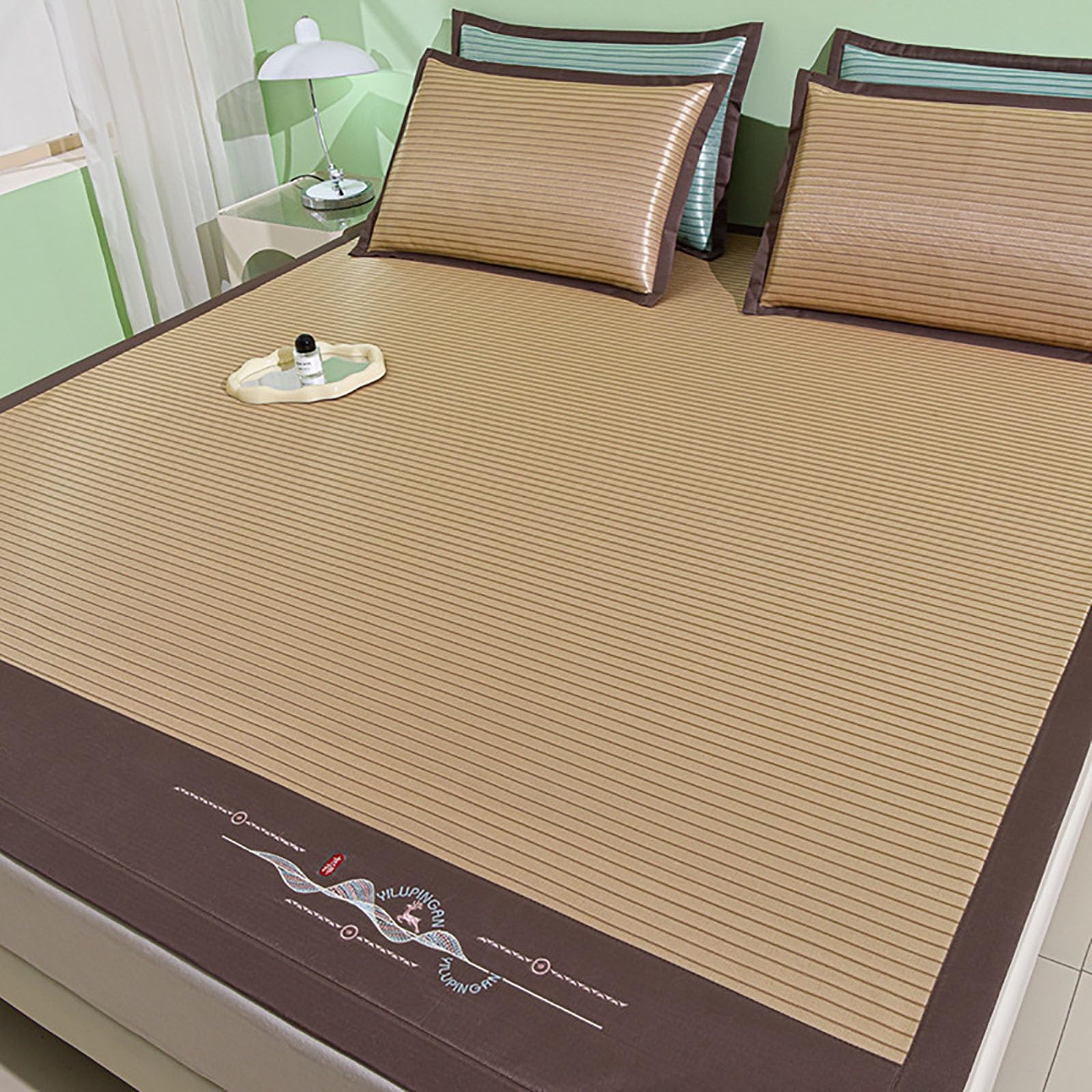 HYQOUKLR Rattan Mat Bed, Cooling Sleeping Mat Foldable Bamboo Mattress Breathable Rattan Pad Multiple Sizes(Color B,150cm)