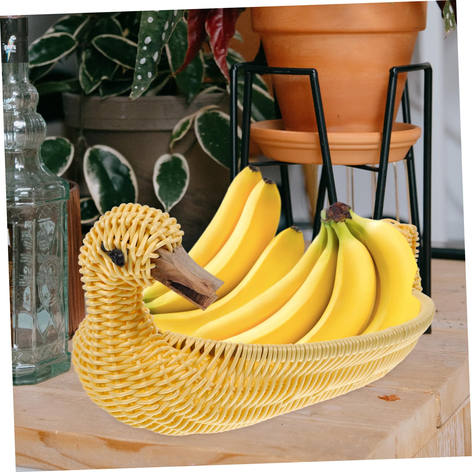 Cabilock Cesta para Guardar Artículos Diversos de Ratán Imitado 3 Piezas | Plástico, Forma de Ganso, Tono Khaki, Portátil y Multiuso para Verduras y Tenedores