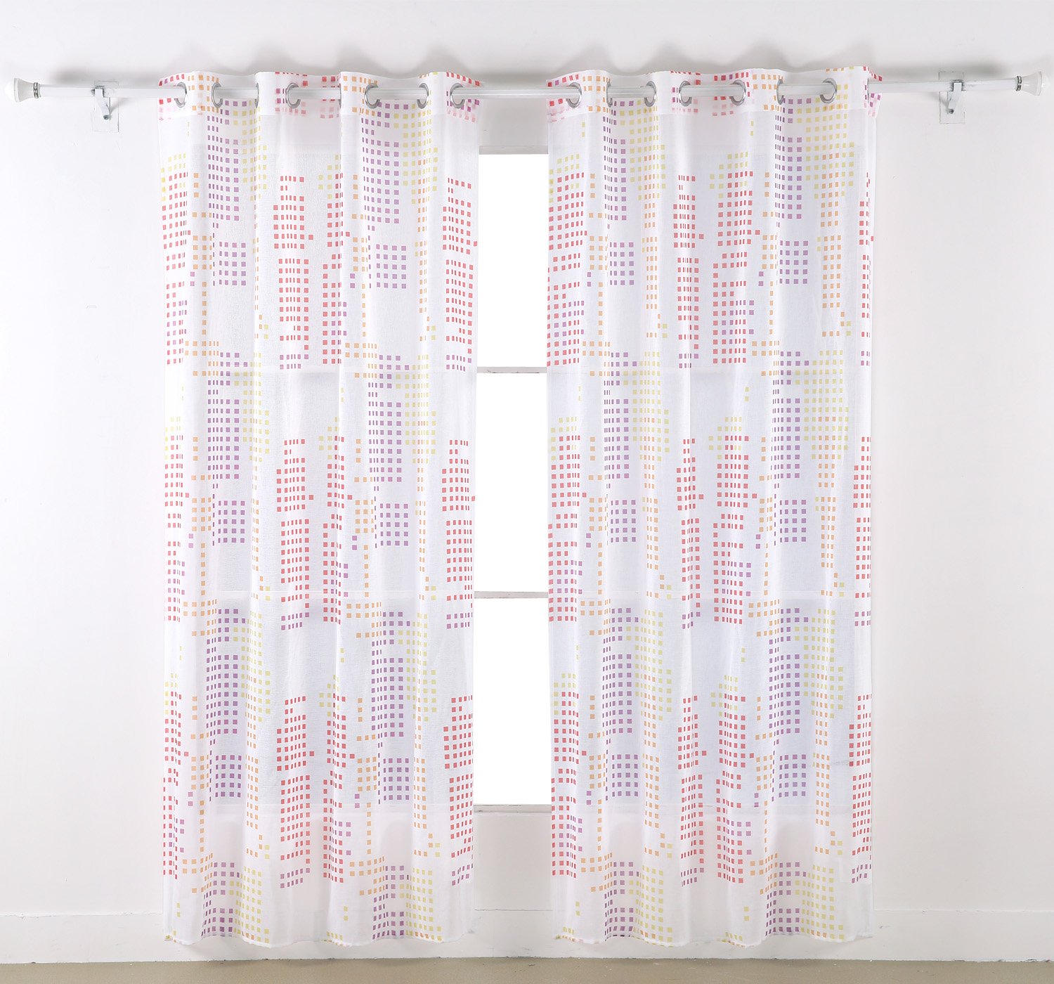 Deconovo - Cortinas para ventana con diseño de rejilla, aspecto de lino sintético, con ojales