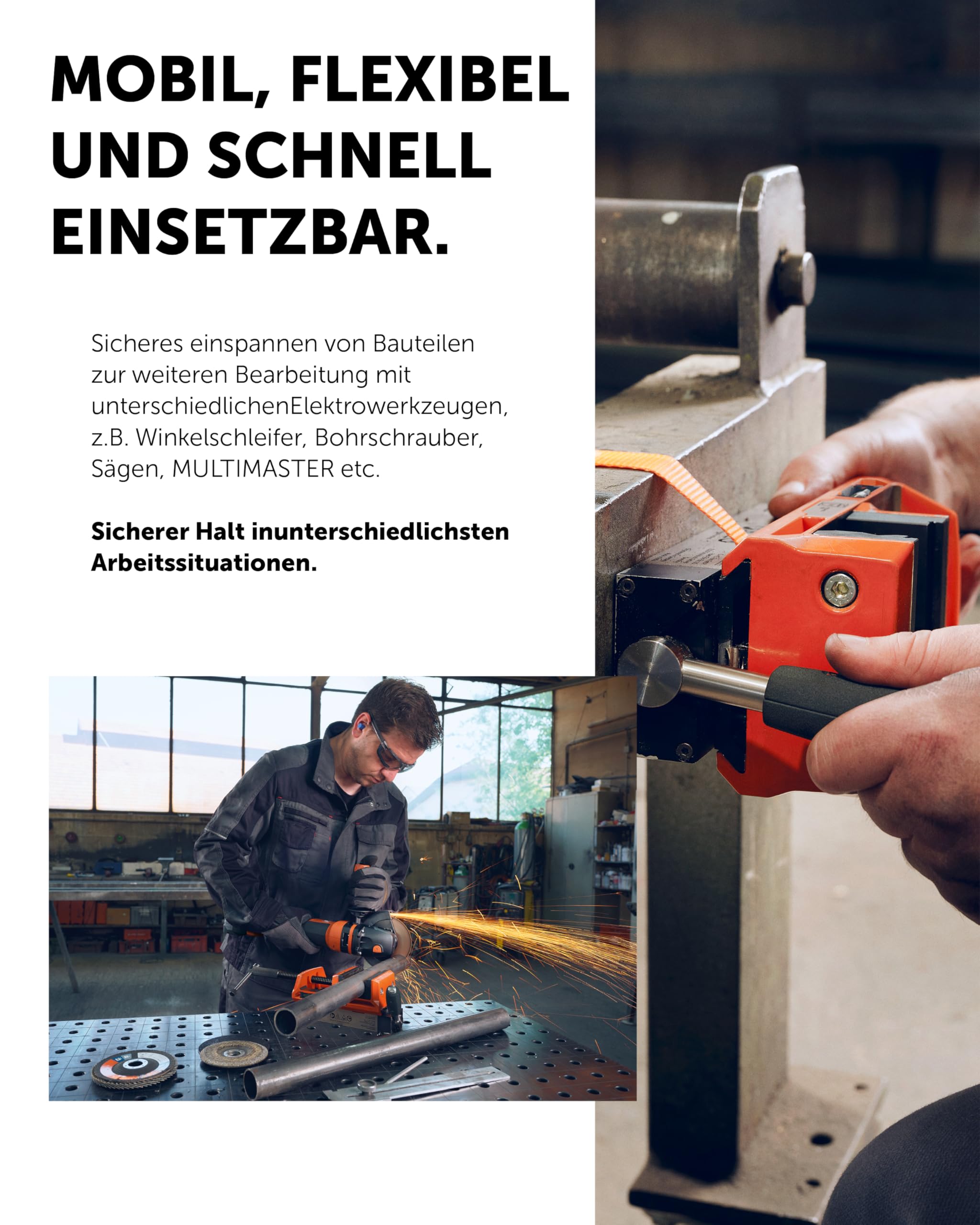FEIN Erhöhungsbacken 60 mm I Schraubstock Backen für FEIN VersaMAG I Schraubstock Schutzbacken I Geeignet für Flach- & Rundmaterialien bis ⌀ 100 mm