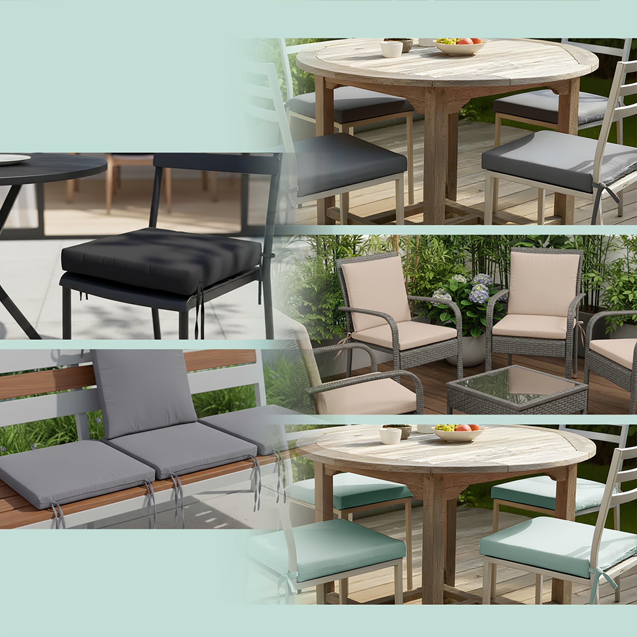 Relaxdays Set 4 Cuscini per sedie 40x40 cm, con Laccetti, Interno/Esterno, Rivestito in Poliestere Beige