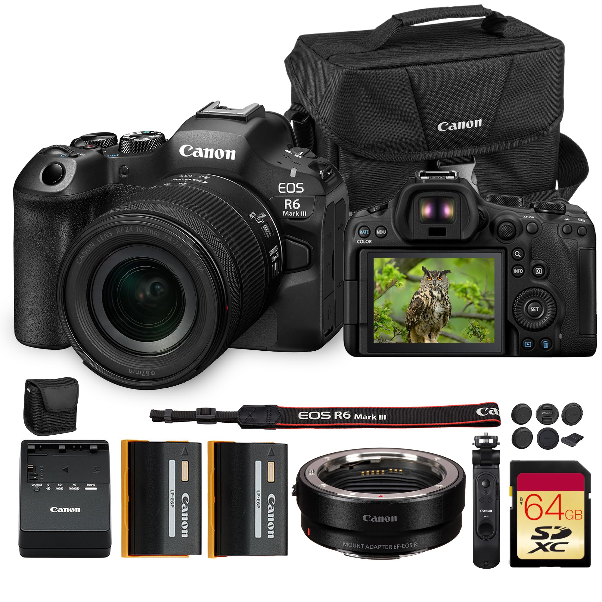 Canon EOS R6 Mark III Mirrorless Camera with 24-105mm f/4-7.1 is STM Lens | Full-Frame RF Camera with Advanced AF & 4K Video | for Travel, Events & Creators + HG-100TBR Grip + Adapter EF-EOS R + More-picture-24