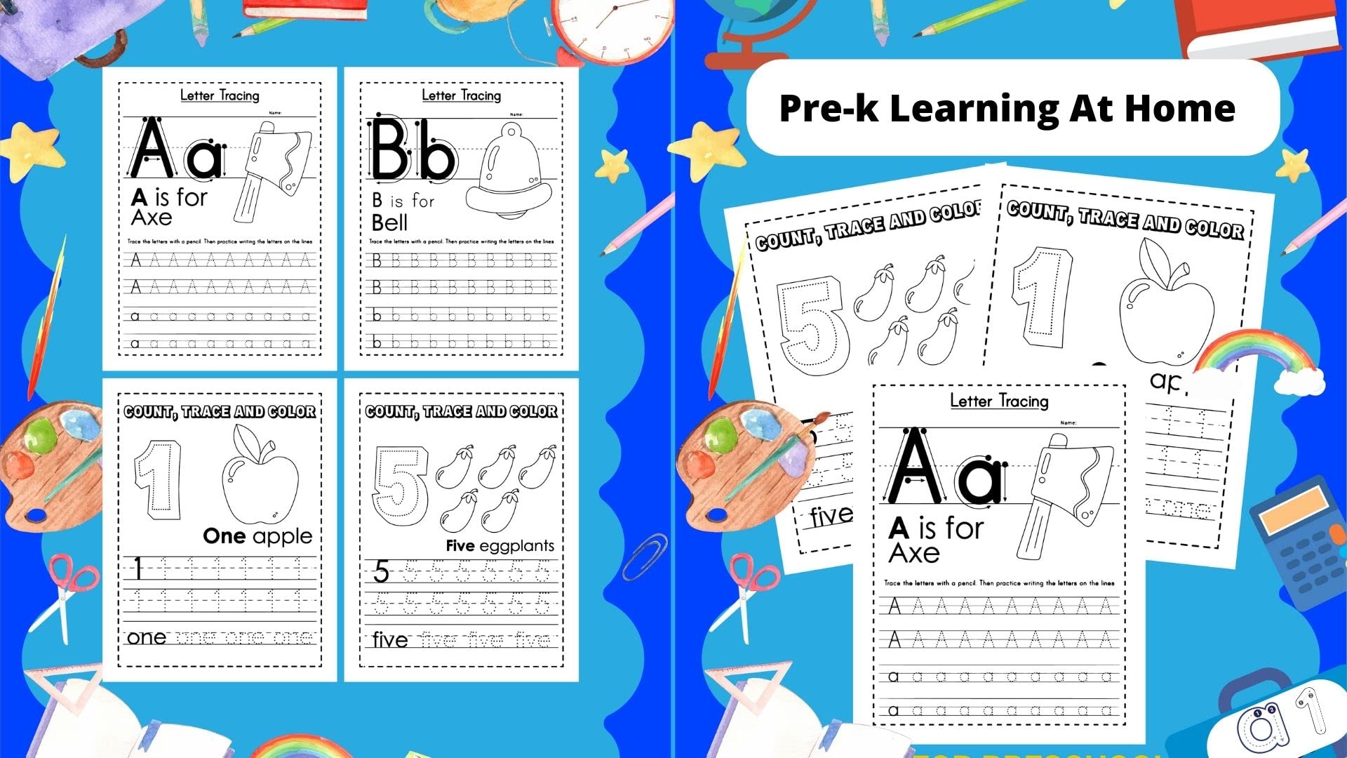 Buy Pre k Learning At Home Traceable Letters And Numbers Letter And