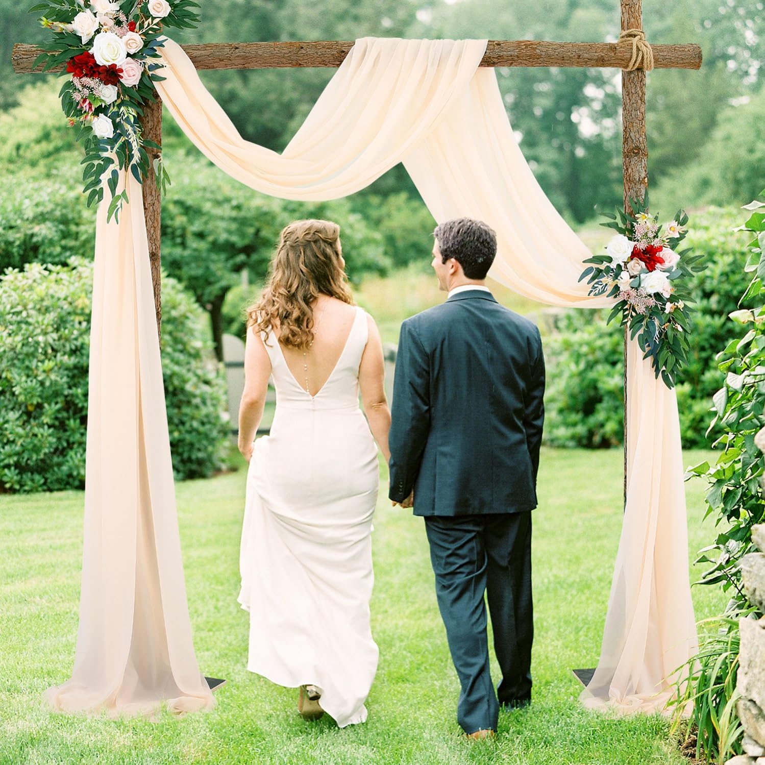 Champagner Chiffon Vorhang, 75 x 1000 cm, transparente Hochzeitsvorhänge, Foto-Hintergrund, Transparenter Tüll, Hochzeitsdeko, elegante Fensterdekoration, Partyartikel