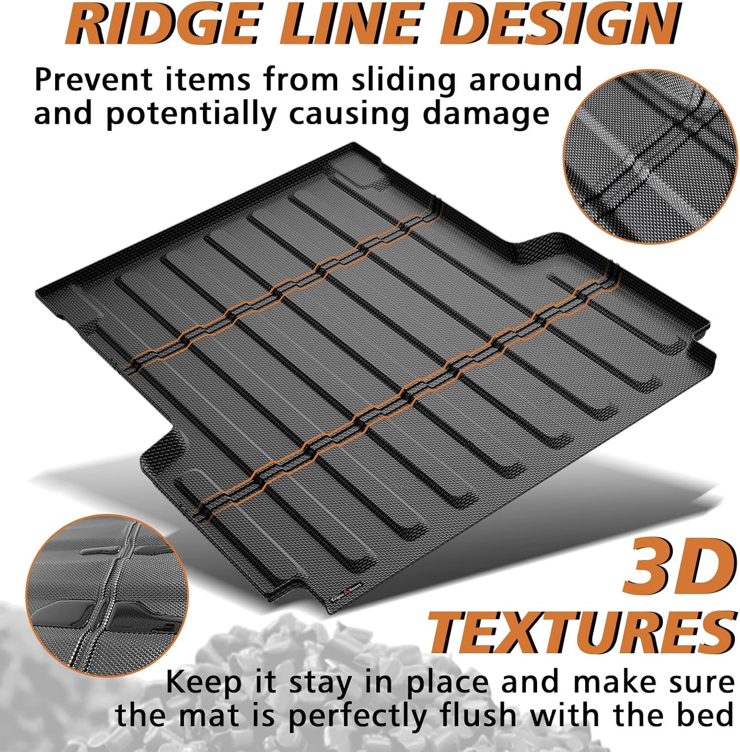 TripleAliners Truck Mat Compatible with 2020-2026 Jeep Gladiator JT 5FT Accessories, Truck Bed Mat Heavy Duty Custom Fit All Weather Protection TPE Pickup Liner - Image 4