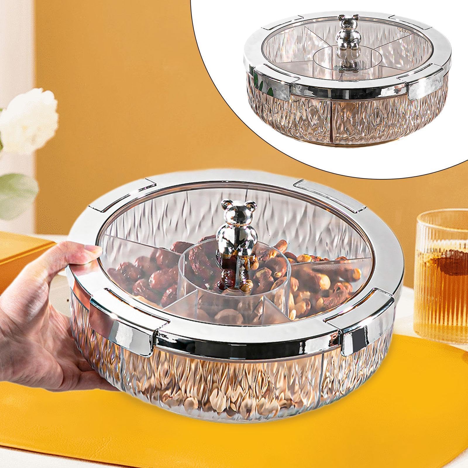Organizzatore per Snack, Piatto Da Portata per, Ciotola Multi-scomparto, Scatola per Snack, Vassoio Da Portata con Coperchio, Contenitore, CaffÈ