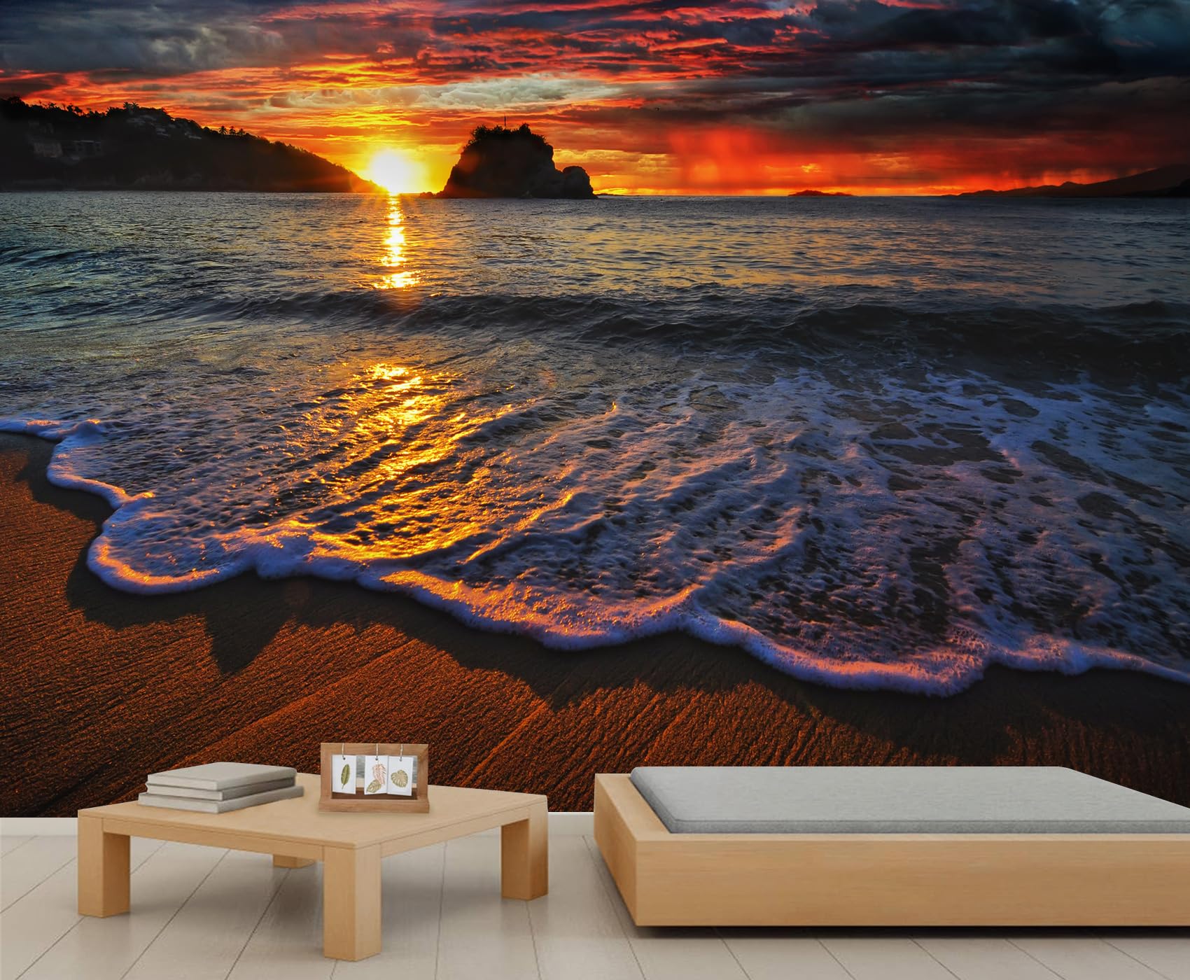 Papier peint 3D coucher de soleil pour une ambiance sereine et relaxante