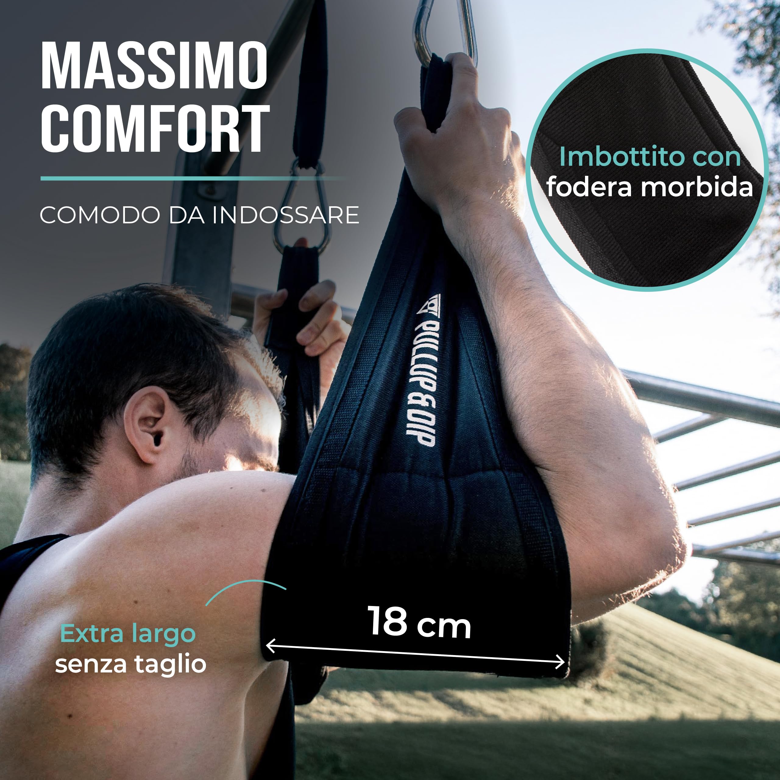 PULLUP & DIP Cinghie Addominali, Ab Straps Cinghia Addominale per Allenamento Addominali, Set di 2 Straps Addominali, Abdominal Slings per Barra Trazioni