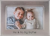 Malden 4x6 'Me & My Big Brother' Brushed Pewter Metal Photo Frame - Horizontal Tabletop or Wall Display