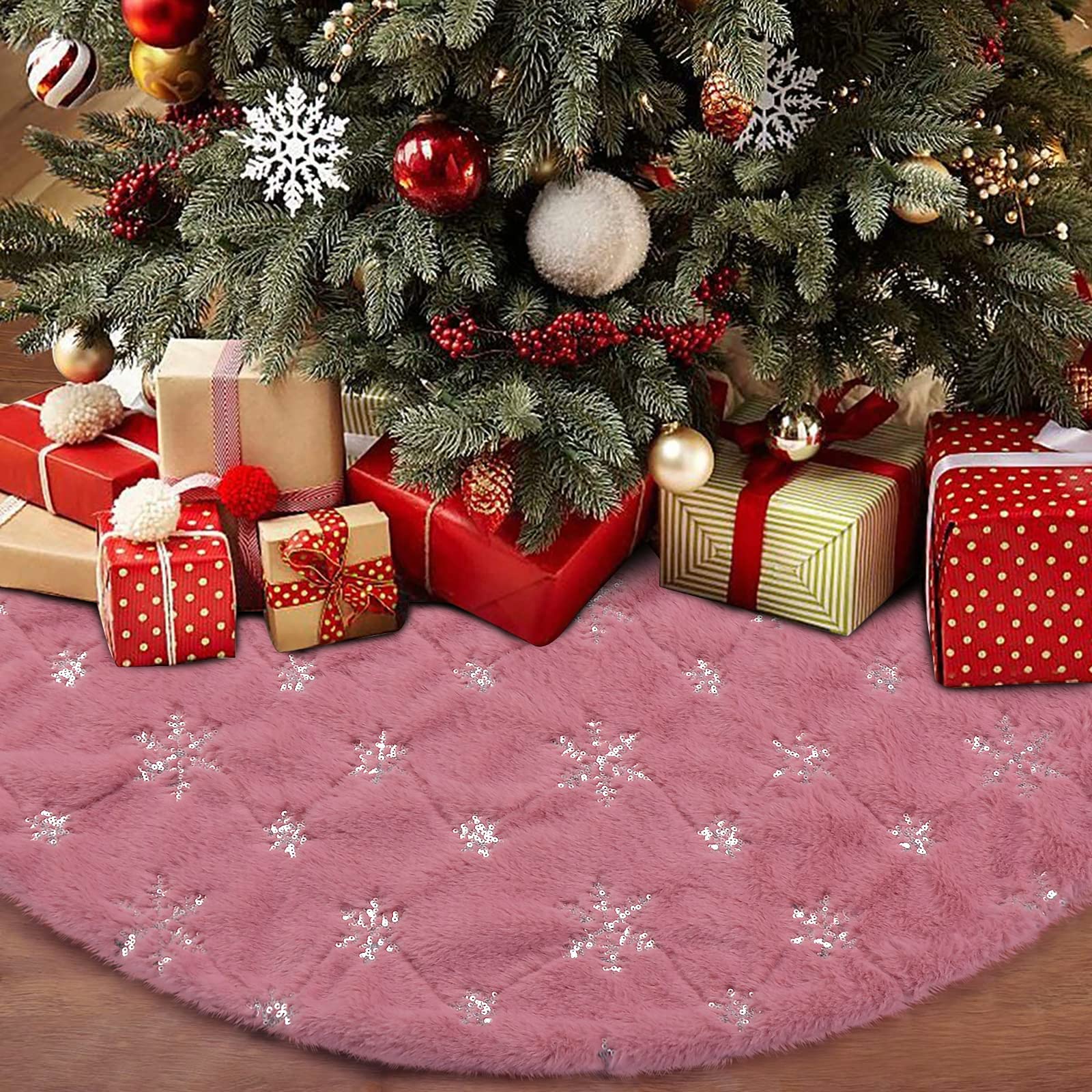 Produktbild von Chickwin Christbaumdecke Schneeflocken Weihnachtsbaum Röcke, Weihnachtsbaum Decke, Weihnachtsbaum Matte, Für Weihnachtsdeko, Weihnachtsbaum Tannenbaum