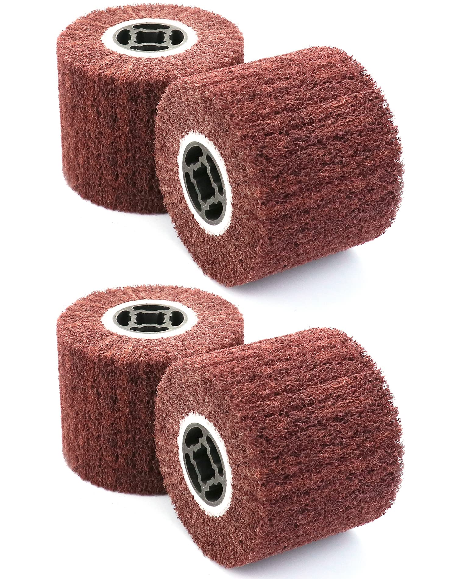 QWORK Rotelle abrasive in tessuto non tessuto a grana 60, per trafilatura, lucidatura, confezione da 4, utilizzate per superfici lisce in acciaio inossidabile