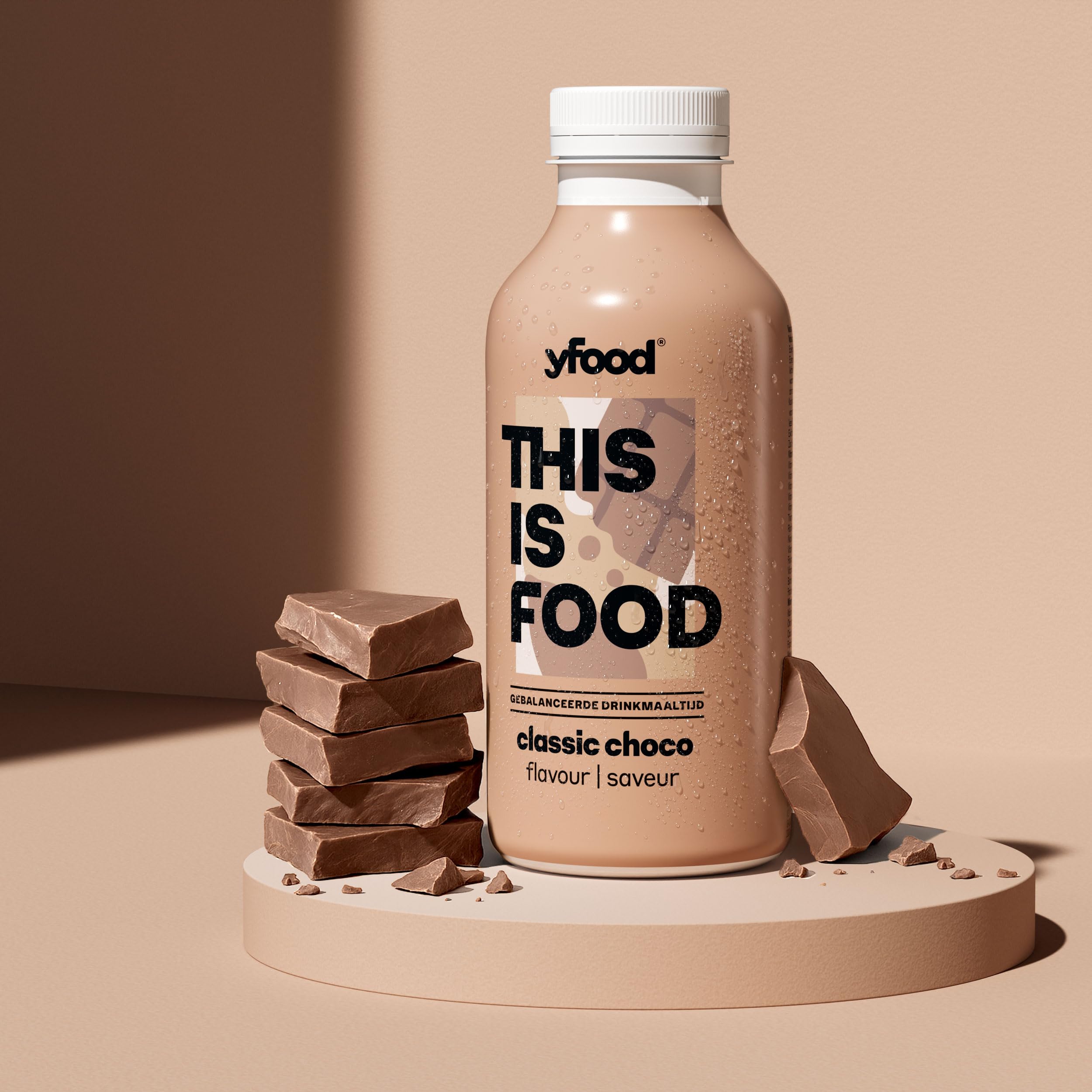 yfood Classic Choco, repas prêt à boire, THIS IS FOOD, substitut de repas, 30 g de protéines, 26 vitamines et minéraux (12 x 500 ml), goût chocolat