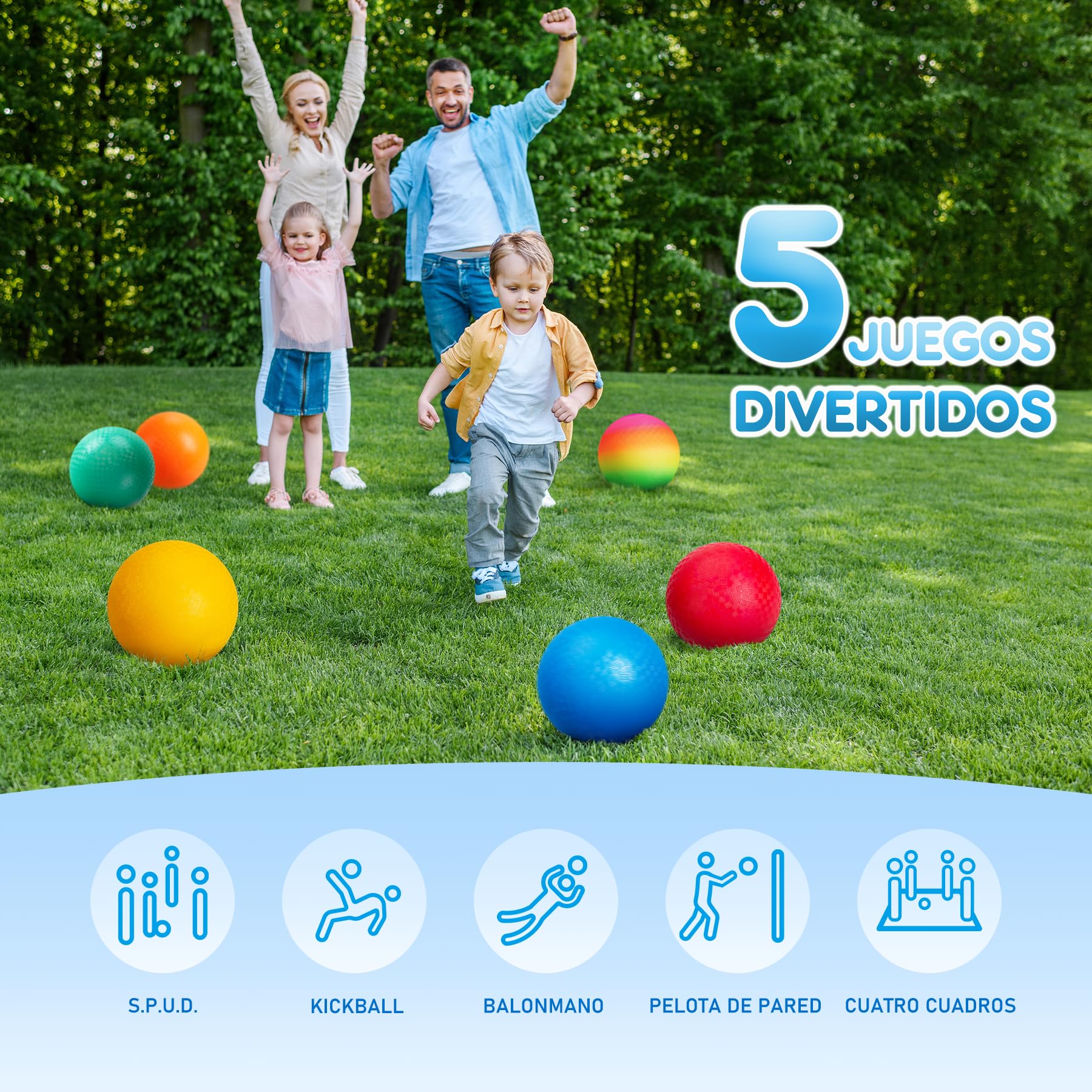 U&C Planet Lote de 6/12 Pelotas de Juego de 21,5 cm Lote de Pelotas de Dodge Ball con Bomba Gaga Ball Handball Soft Boucy IDs Rainbow Balls Juegos al Aire Libre Campamentos