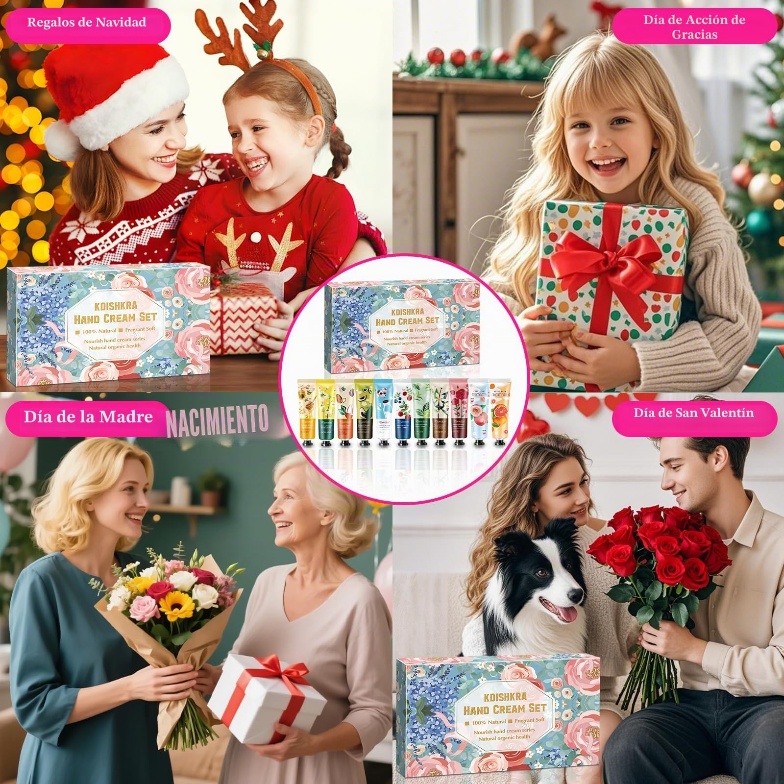 Crema de Mano Mini, 20 Pack Cremas Manos de Regalo Navidad para Manos Secas y Agrietadas, Hidratante, Fragancia para Manos, Pequeño Regalo para Mujeres, Reg-alo de Navidad y Cumpleaños