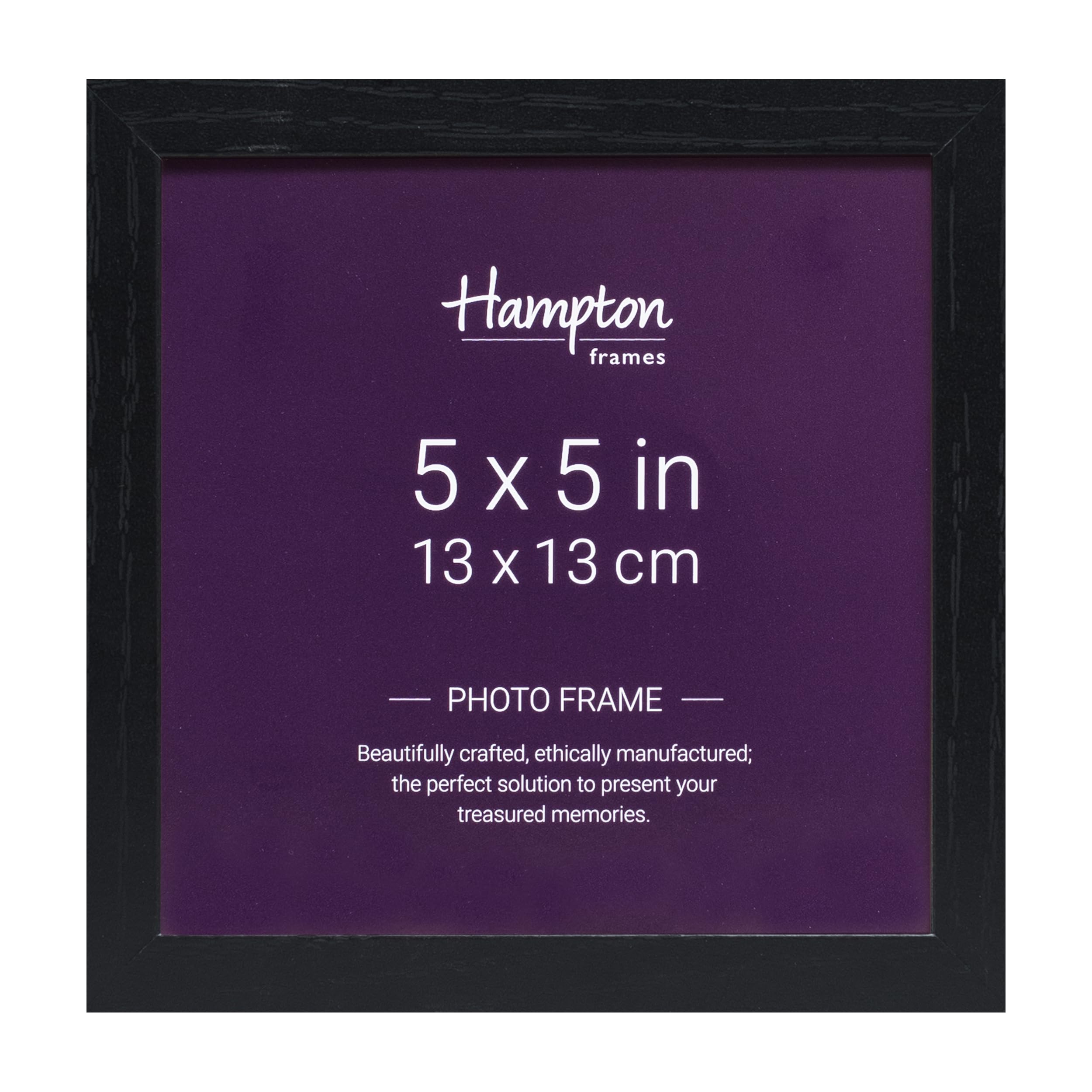 Hampton Frames OXFORD 5x5 (13x13cm) Pack of 1 Black Picture Frame Acrylic (Non-Glass) OXF55NGX-1PK