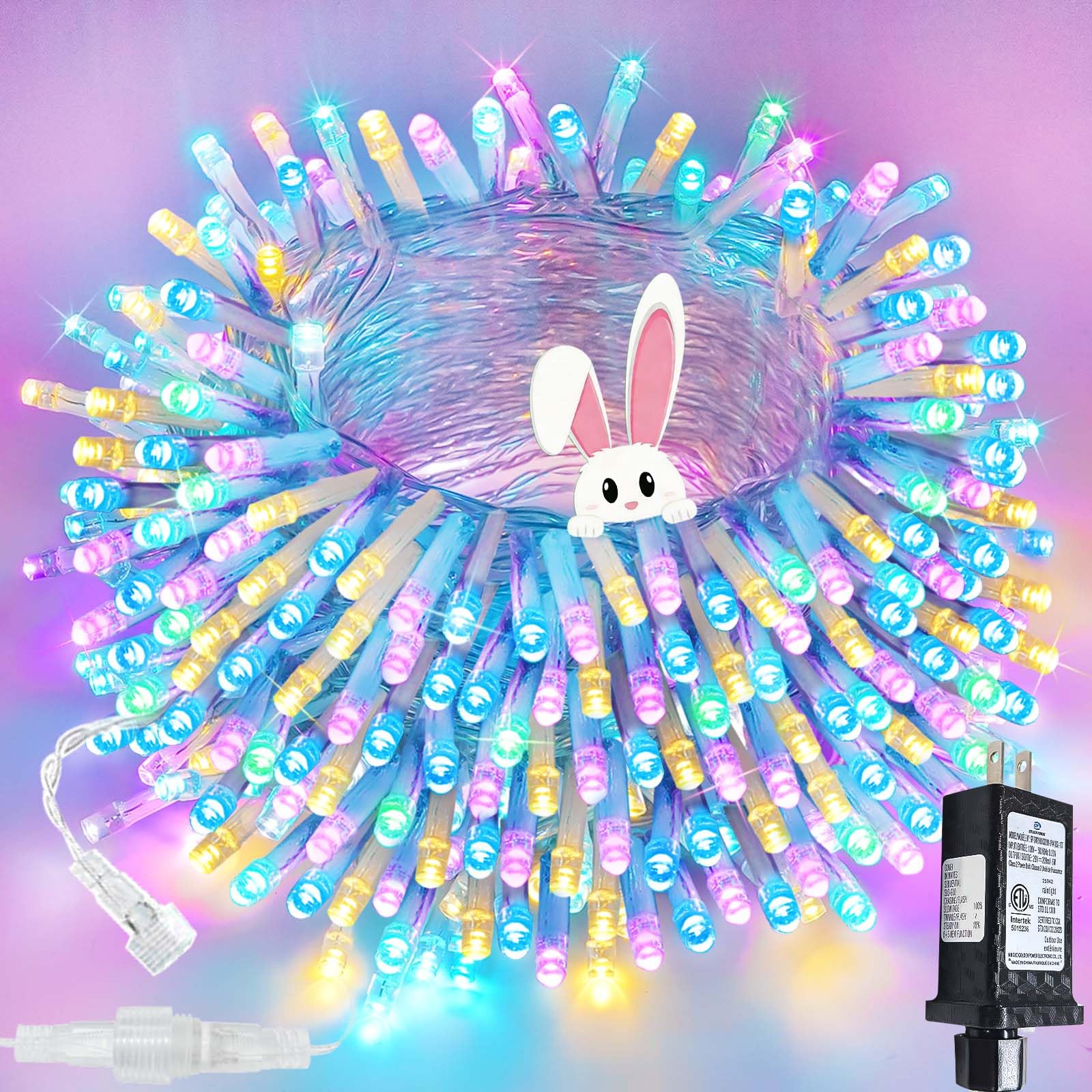 200 LED Connectable String Lights, 66FT Easter Pastel Lights Outdoor Indoor