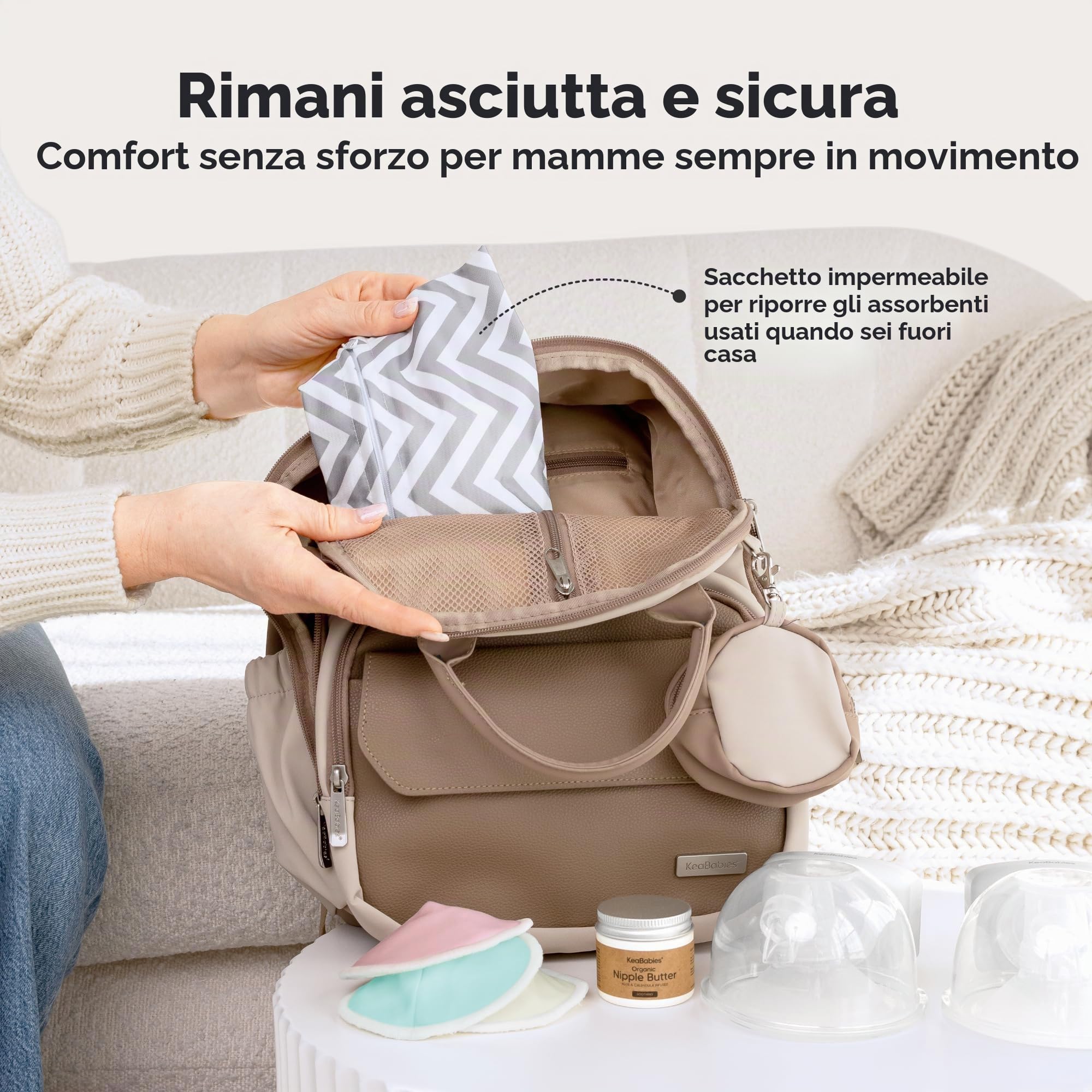 Assorbilatte di Bambù Organico - 14 Cuscinetti Lavabili+ Borsa da Bagno - Cuscinetto per Capezzolo per Allattamento in Maternità (Pastel Touch, Grandi 12cm)