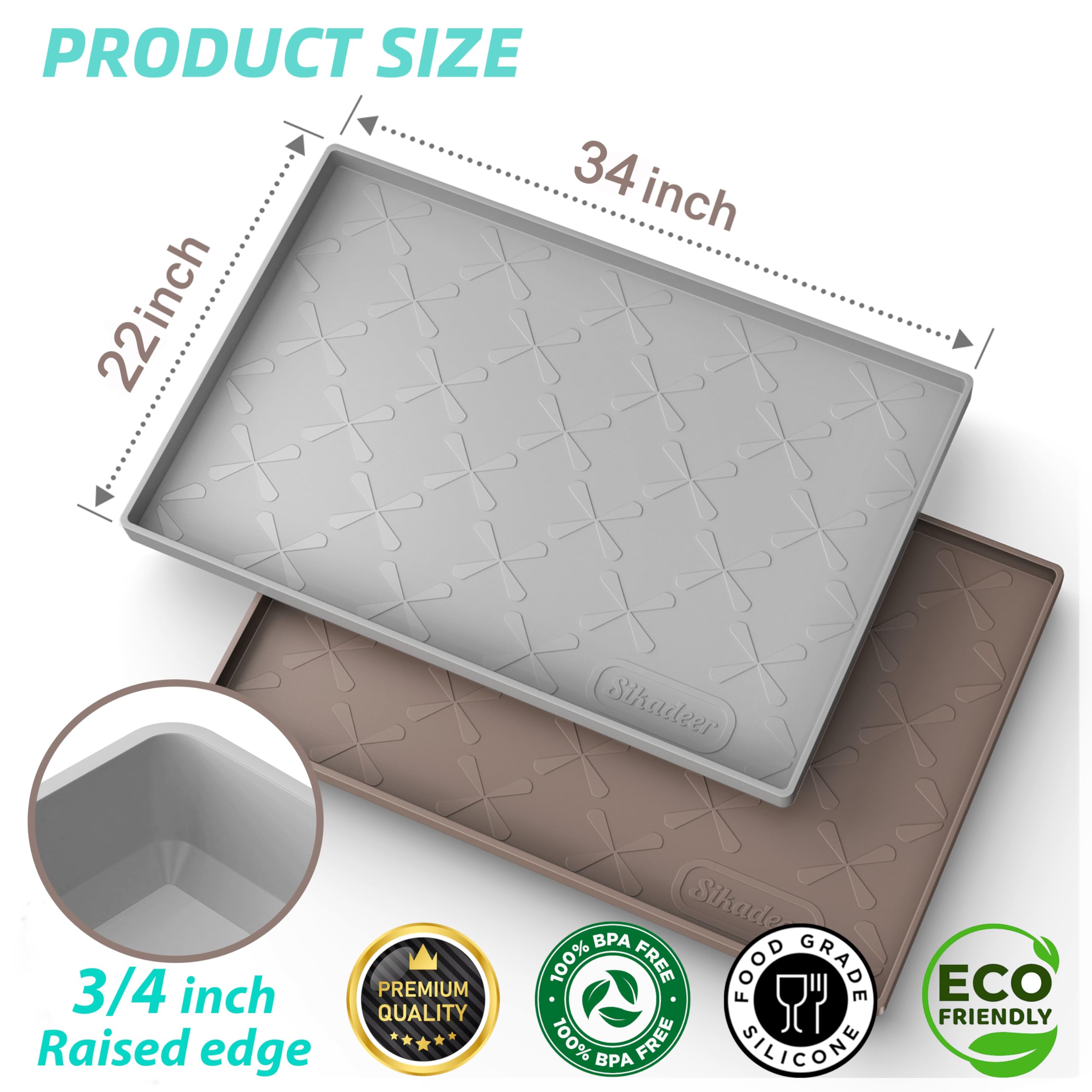 Niuoppy Ondergootsteenmat 86 x 55 cm, waterdichte matten voor onder de gootsteen voor keuken, flexibele siliconen onder de gootsteen, voeringmat voor keukenkast, badkamerorganizer (86 x 55 cm