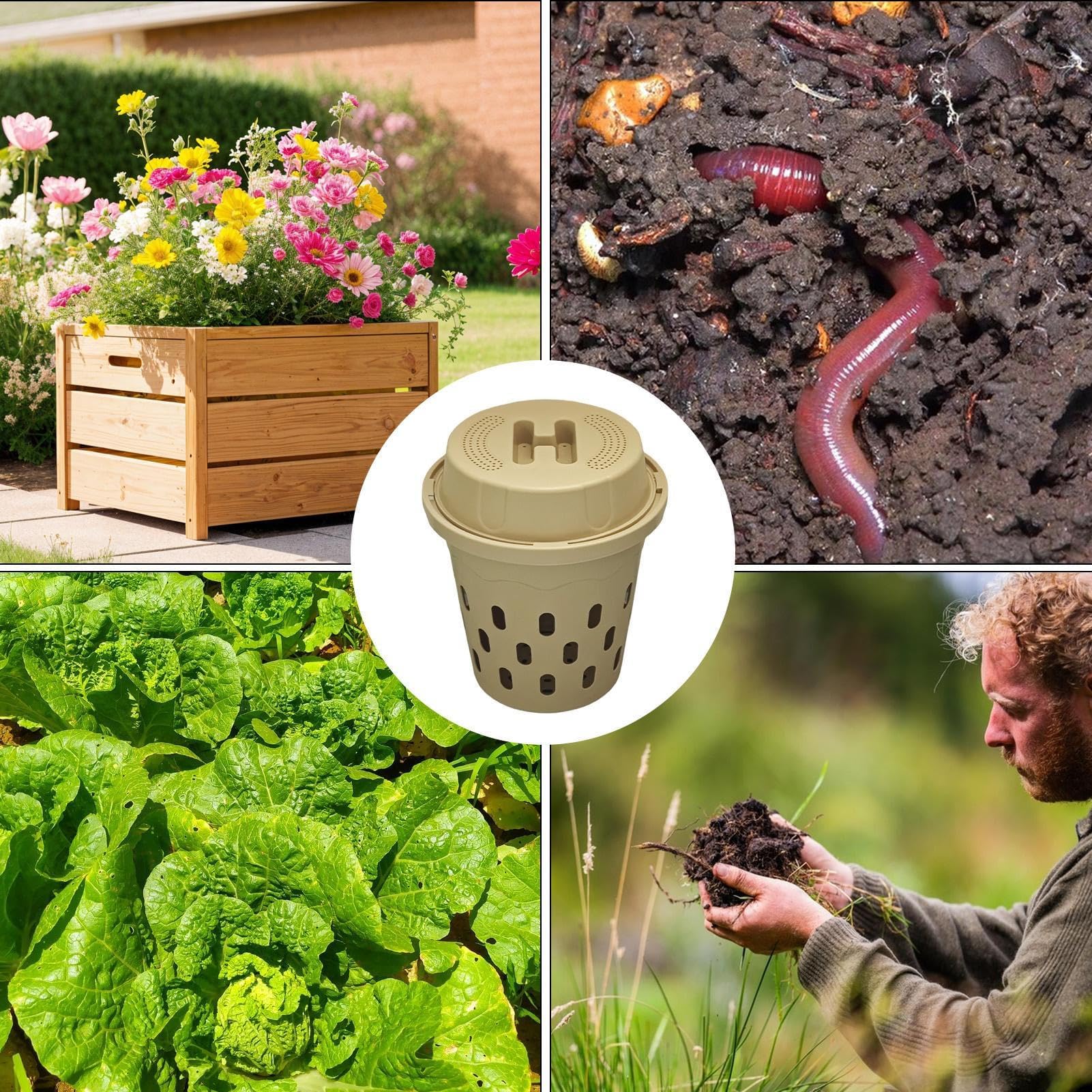 Compostiera per vermi interrati, attrezzature da esterno con fori | Letti da giardino compostiera per vermi - per cortile letto rialzato orto orto orto vivaio parco principianti giardinieri